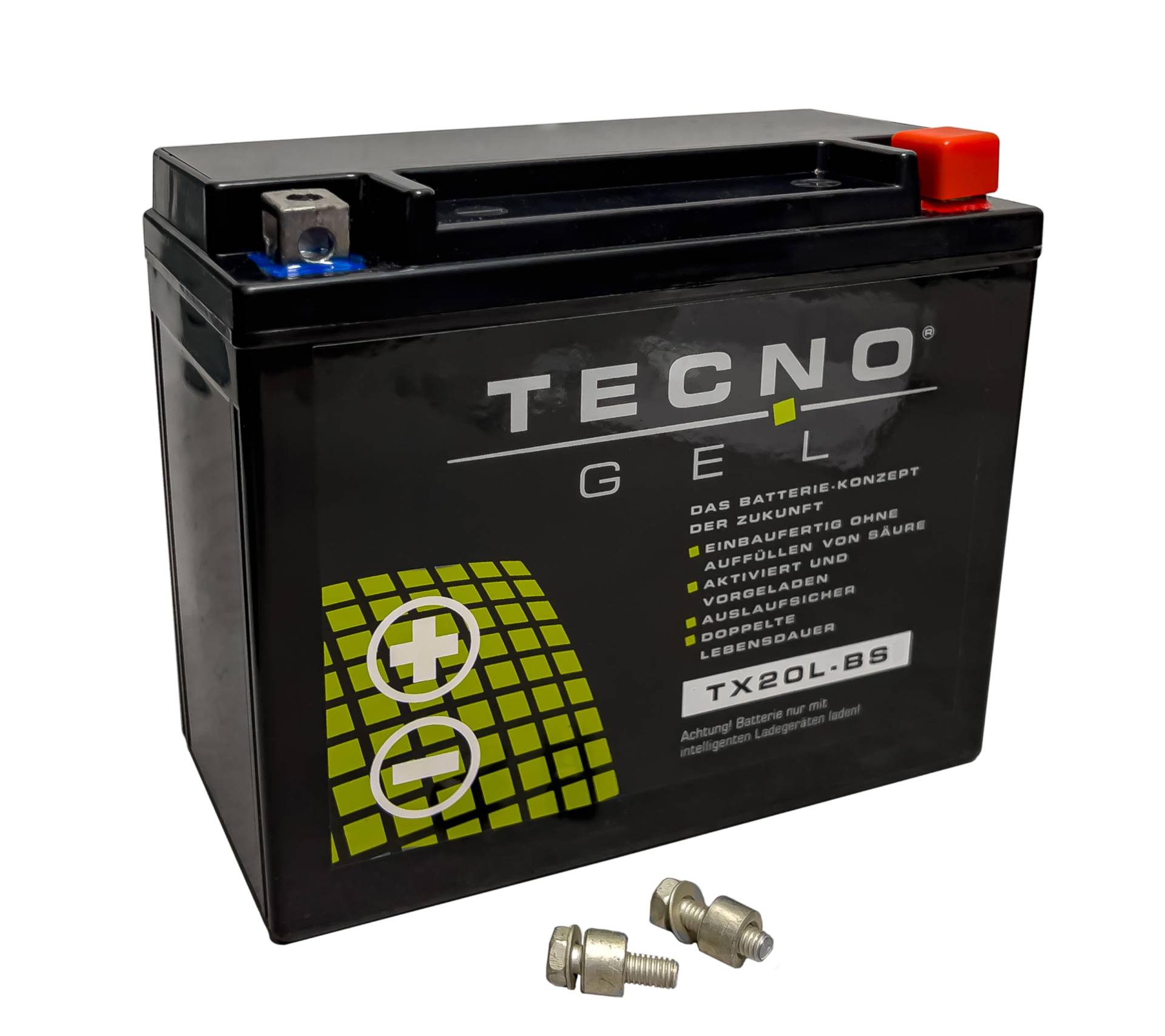 TECNO-GEL Motorrad-Batterie für YTX20L-BS für BUELL M2, S3, X1 1200 uva. 12V Gel-Batterie 20Ah (DIN 82000), 175x87x155 mm von Wirth-Federn