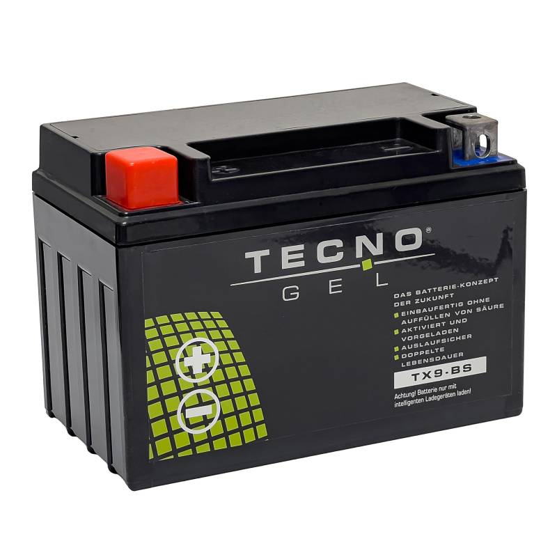 TECNO-GEL Motorrad-Batterie YTX9-BS spez f Adly, AEON, APRILIA, Benelli, BETA, BMW, Honda ua. von Wirth-Federn