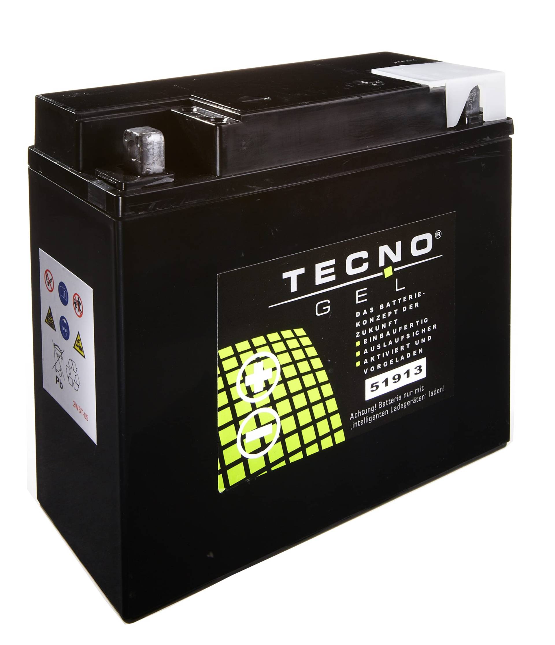 TECNO-GEL Motorrad Qualitäts Batterie 51913 (51814) für MOTO GUZZI T 850, T3, T4, T5 1973-1989, 12V Gel-Batterie 22 Ah, 186x82x171 mm von Wirth-Federn