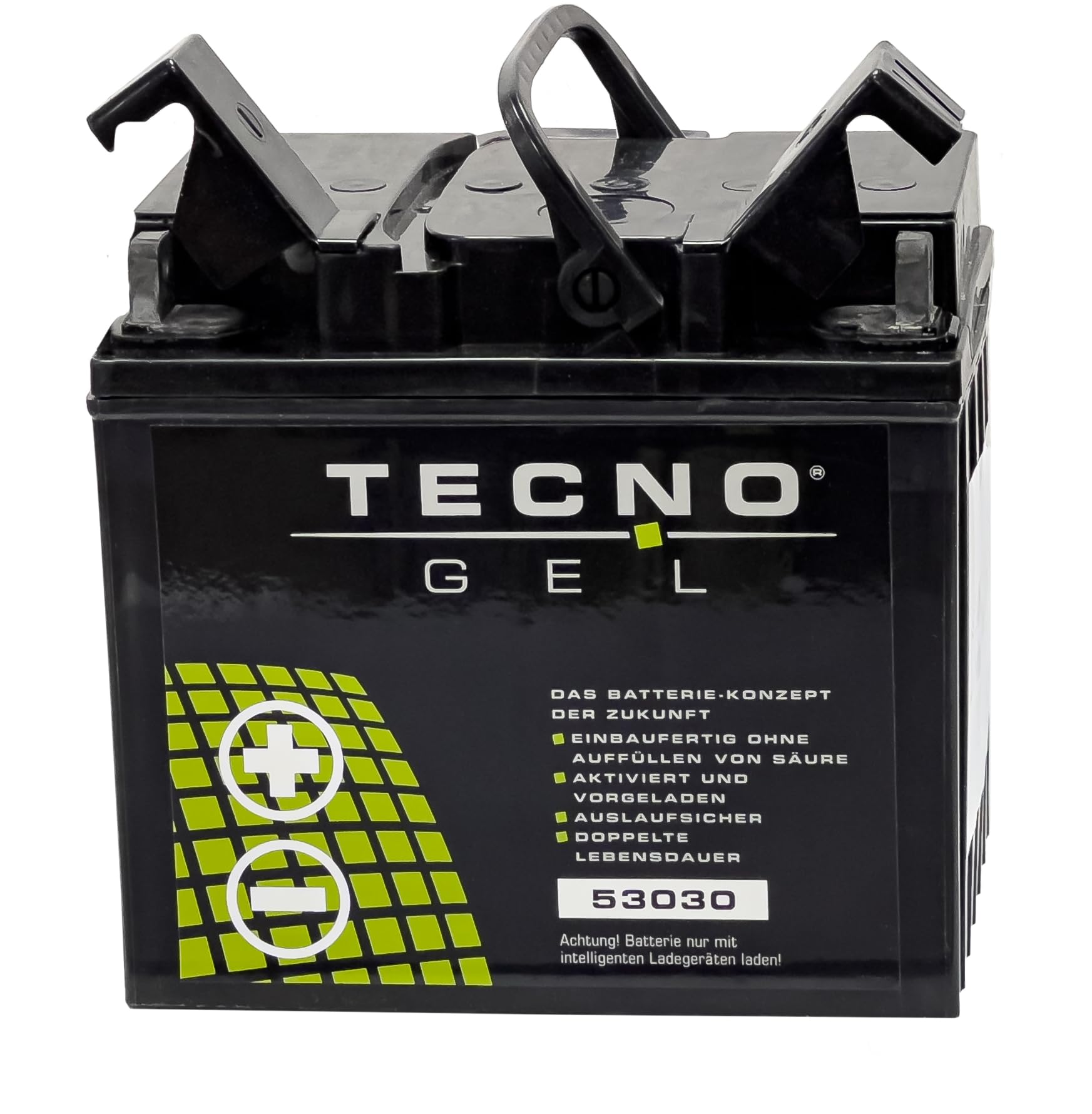 TECNO-GEL Motorrad Qualitäts Batterie 53030 (Y60N30-L) für BMW K 100, /2, RS, RT, LT, 16V, m/o ABS 1982-1996, 12V Gel-Batterie 30 Ah, 187x130x170 mm von Wirth-Federn