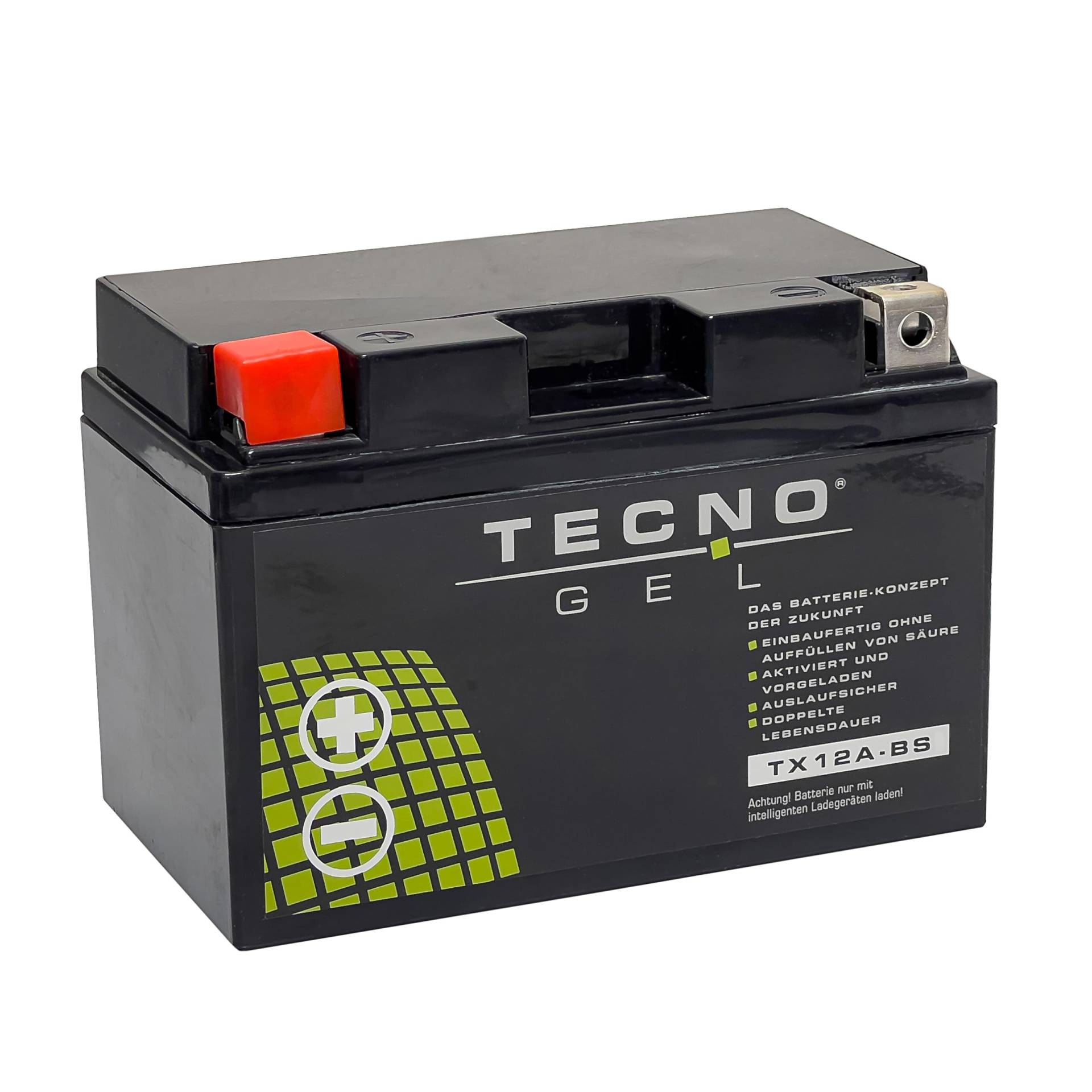 TECNO-GEL Motorrad Qualitäts Batterie für KTM Adventure 790/890, Duke 690/790 für YT12A-BS = YTX12A-BS, 12V Gel-Batterie 10 Ah, 150x87x106 mm von Wirth-Federn