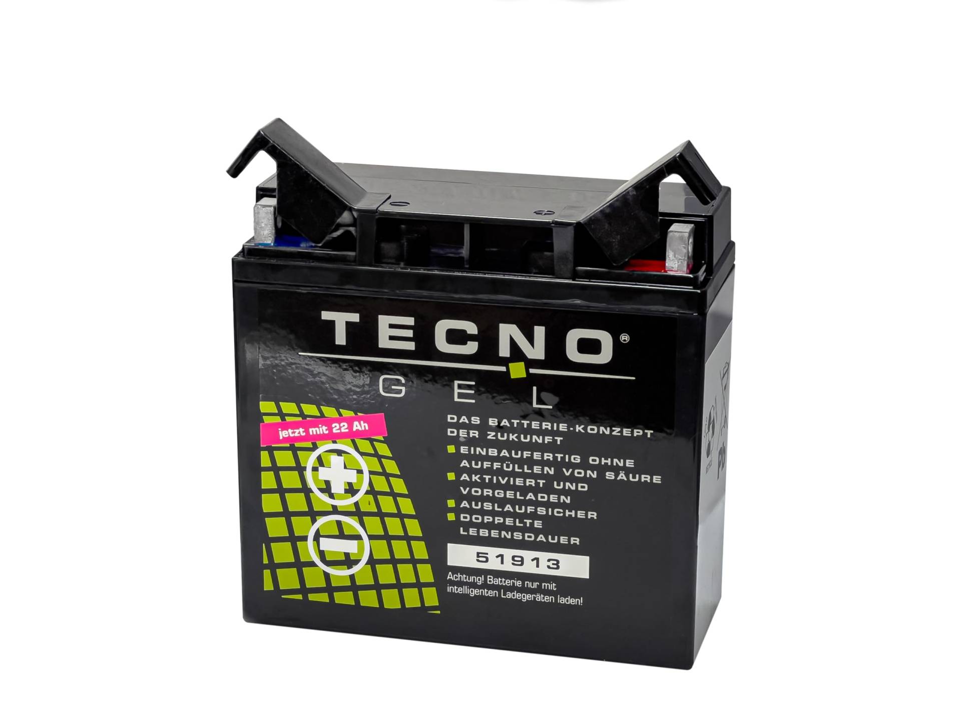 TECNO-GEL QUALITÄTS Motorrad-Batterie 51913 (51814) für BMW R 50/5, 60/5, /6, /7 1969-1977, 12V Gel-Batterie 22AH, 186x82x171 mm von Wirth-Federn