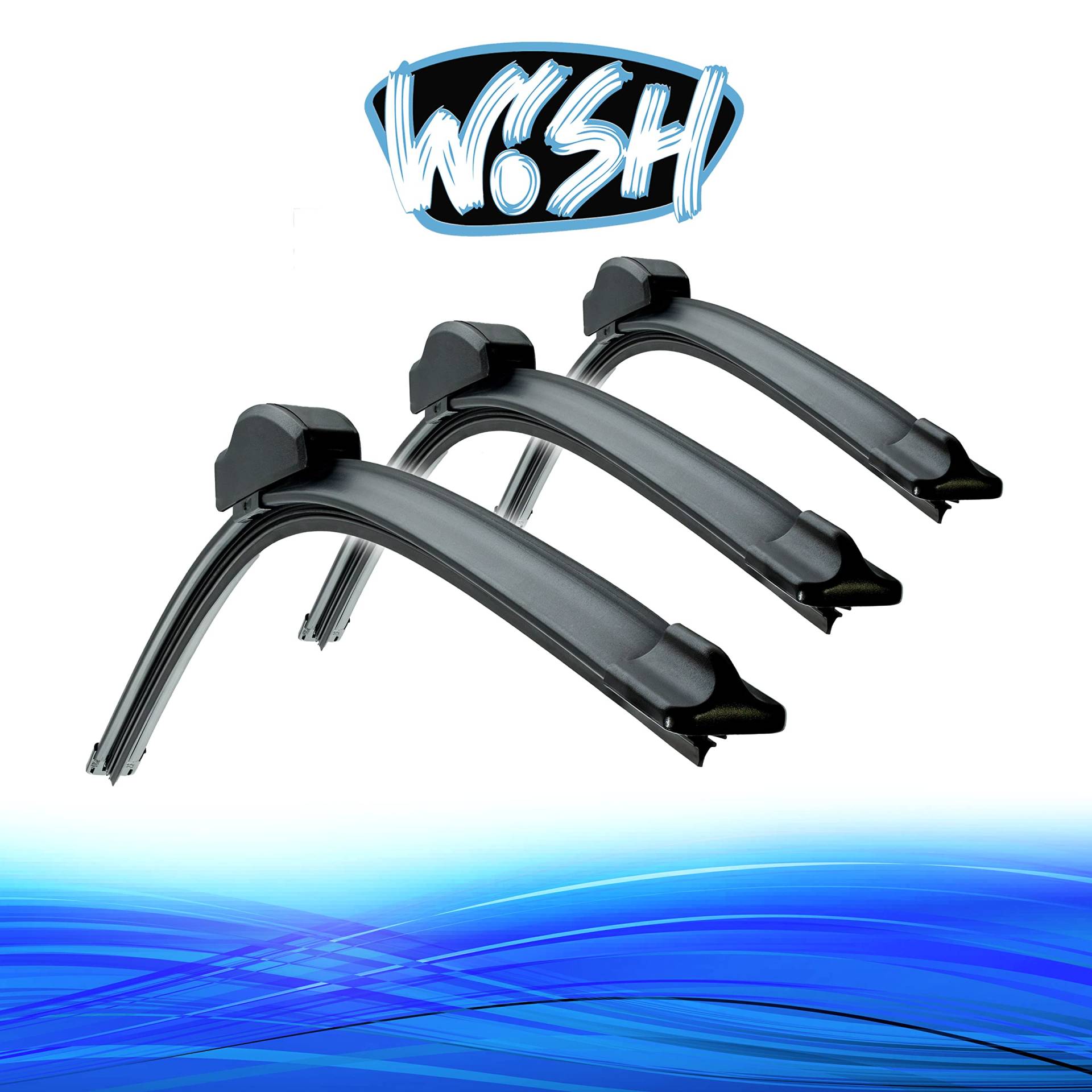 Wish® Excellence Premium Satz Front + Heck Scheibenwischer Länge: 20" 500mm / 20" 500mm / 14" 350mm Wischblätter Vorne Flachbalkenwischer Hinten EP20.20.14 von Wish