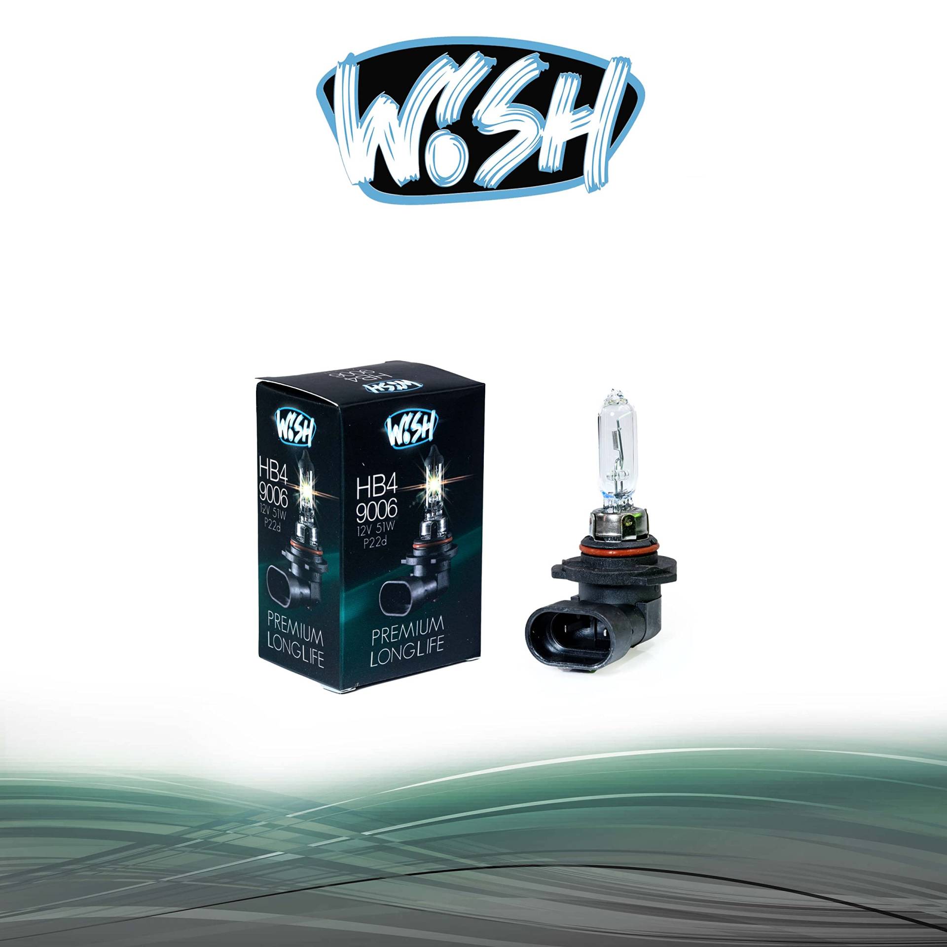 Wish® HB4 9006 LongLife 12V 51W P22d Halogen Glühbirne Lampe Scheinwerferlampe (HB4 LongLife Einzelpack) von Wish