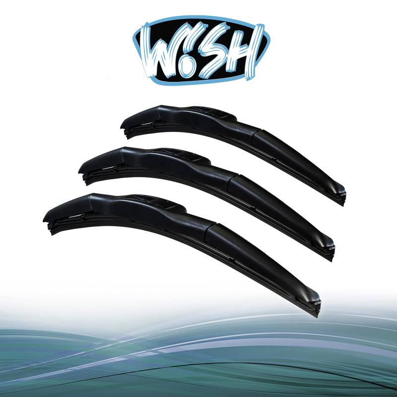 Wish® Hybrid Symbio Satz Front + Heck Scheibenwischer Länge: 18" 450mm / 18" 450mm / 14" 350mm Wischblätter Vorne Hybrid-Scheibenwischer Hinten HS18.18.14 von Wish