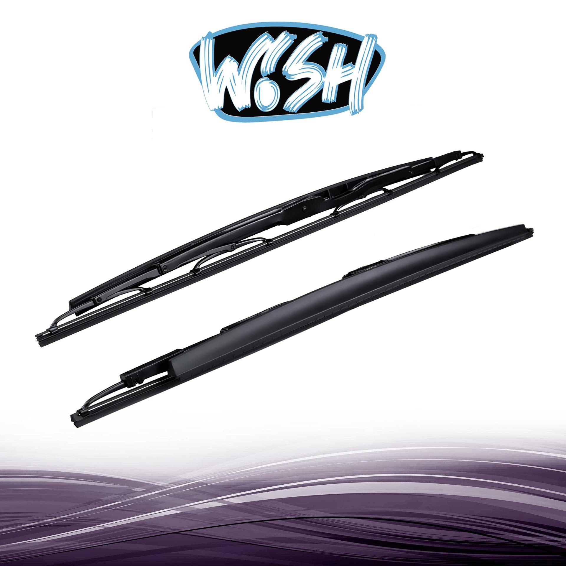 Wish® RR65 Satz Front Scheibenwischer Länge: 24" 600mm / 24" 600mm Wischblätter Vorne Flachbalkenwischer RR65 von Wish