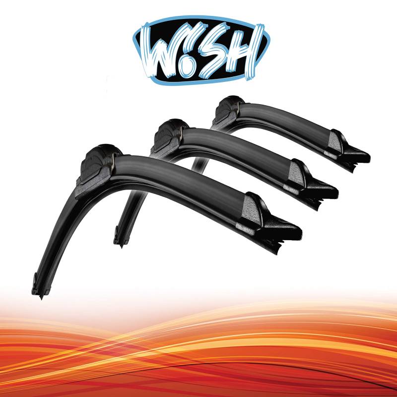 Wish® Universal Premium Satz Front + Heck Scheibenwischer Länge: 20" 500mm / 18" 450mm / 16" 400mm Wischblätter Vorne und Hinten Scheibenwischer Flachbalkenwischer UP20.18.16.A von Wish