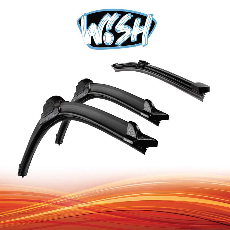 Wish® Universal Premium Satz Front + Heck Scheibenwischer Länge: 25" 630mm / 22" 550mm / 15" 380mm Wischblätter Vorne und Hinten Scheibenwischer Flachbalkenwischer + ReView F UP25.22.B2.RF15 von Wish