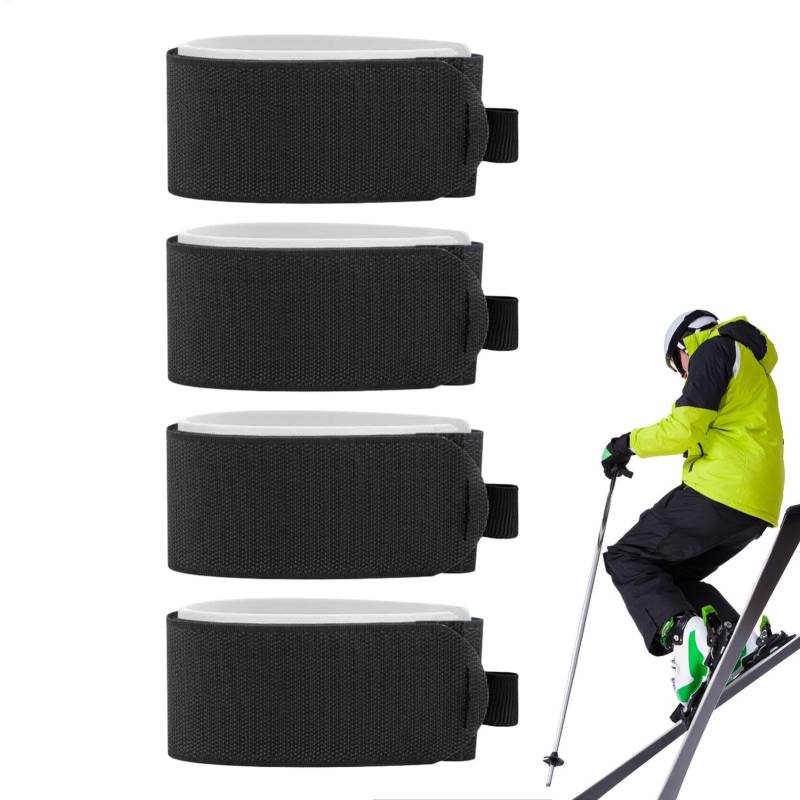 Snowboard-Tragegurt – robuste Nylon-Ski-Gurte und Snowboard-Bänder, Set mit 4 verstellbaren Ski-Wraps für Snowboards, Stöcke und Wintersportausrüstung, Wintersportzubehör von Wisylizv