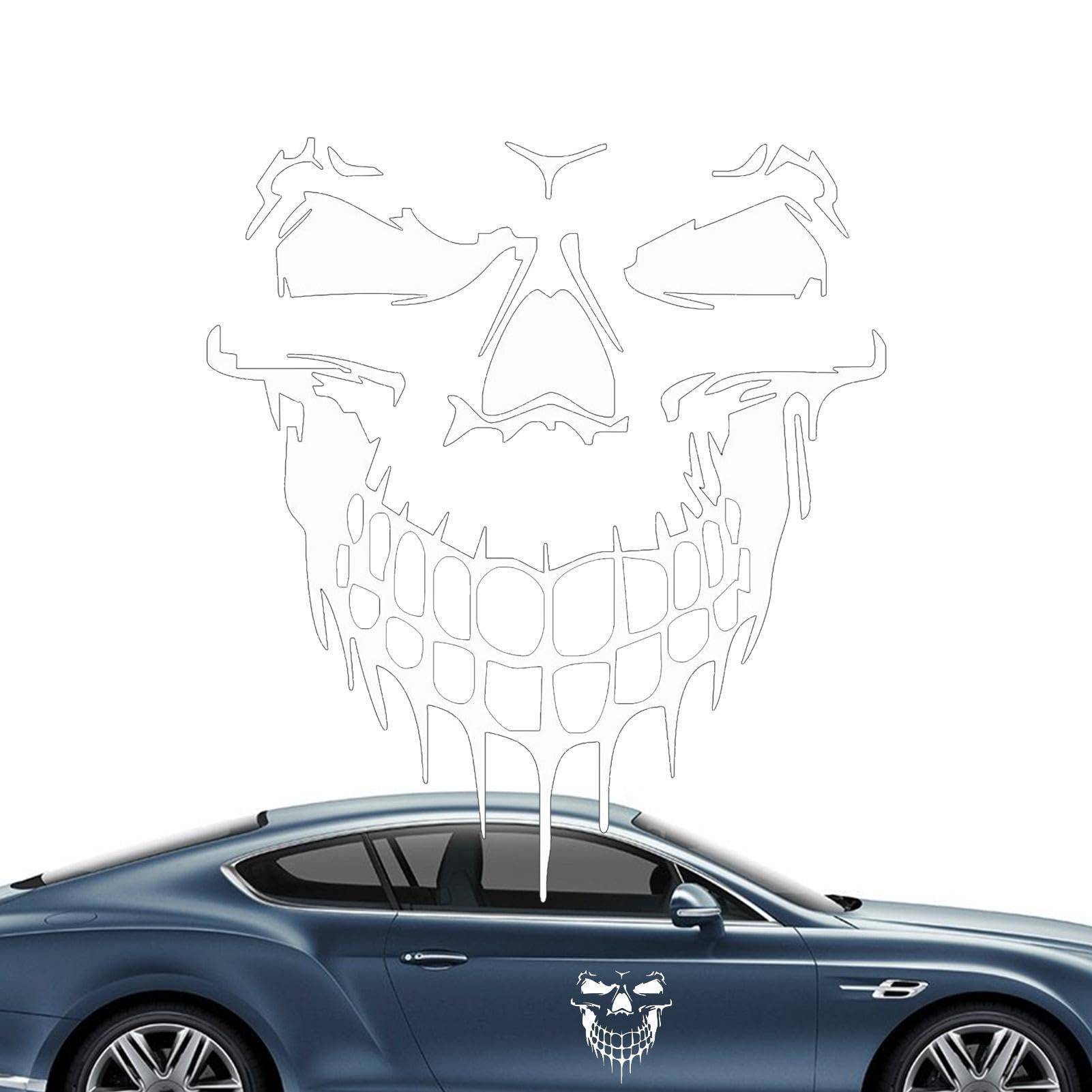 Wisylizv Totenkopf-Autoaufkleber | Totenkopf-Autoaufkleber, reflektierend | Vinyl-Grafik-Aufkleber für Auto/LKW, Auto-Motorhaube, Karosserie, Seite, Heckscheibe, Totenkopf-Vinyl-Autoaufkleber von Wisylizv