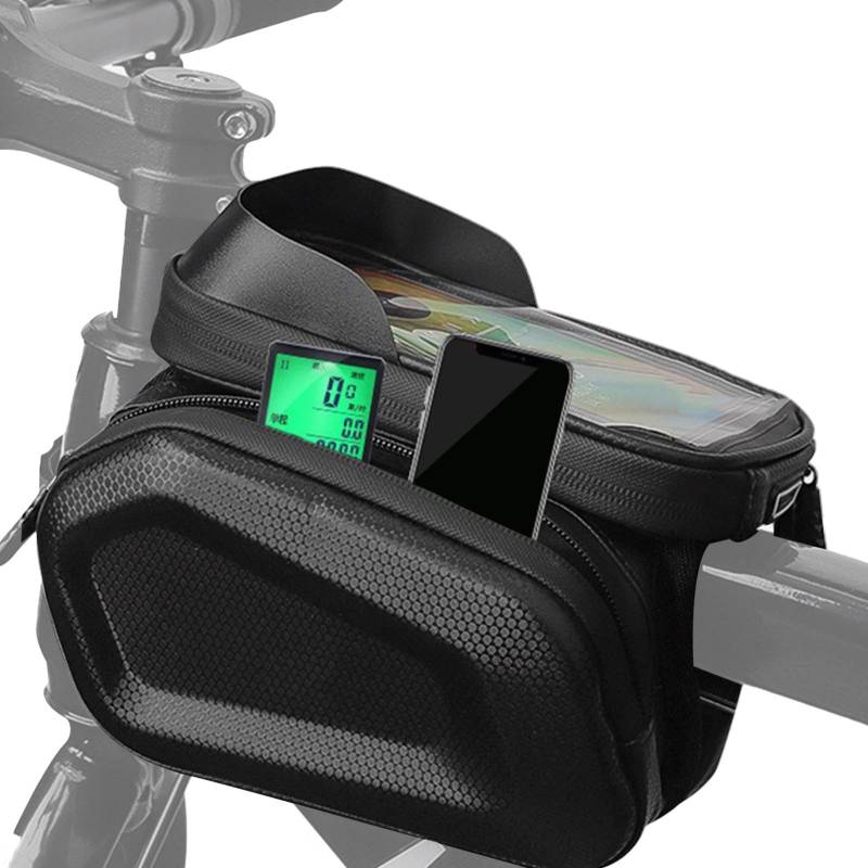 Wisylizv Wasserdichte Fahrrad-Lenkertasche – Klare Touchscreen Handytasche, Fahrradaufbewahrung für Geldbörse, Schlüssel und Zubehör – Rahmentasche für Fahrräder von Wisylizv