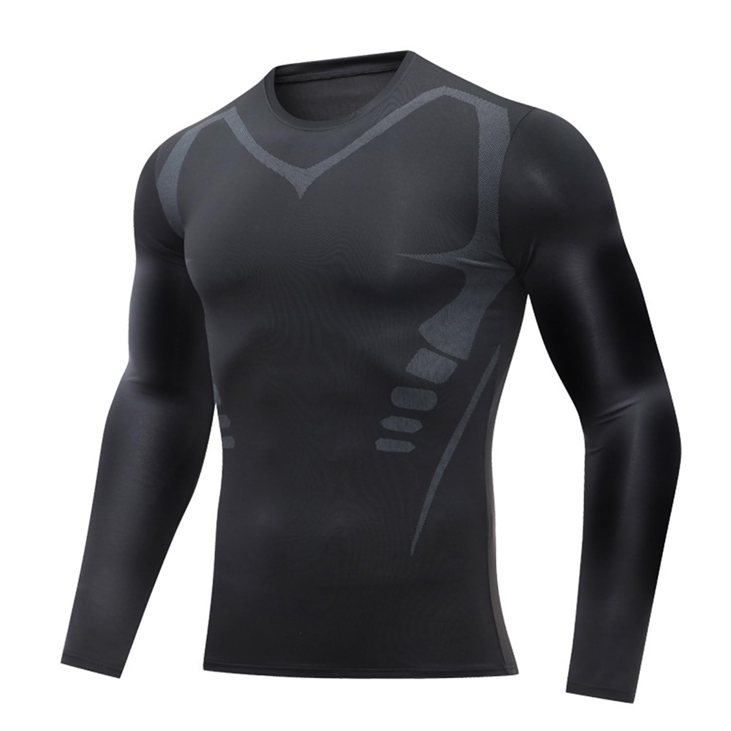 WitmAn Körperformende Sportbekleidung für Herren, körperformende Kleidung mit Ioneneffekt, langärmelige körperformende Sportbekleidung (1PCS-C,3XL) von WitmAn