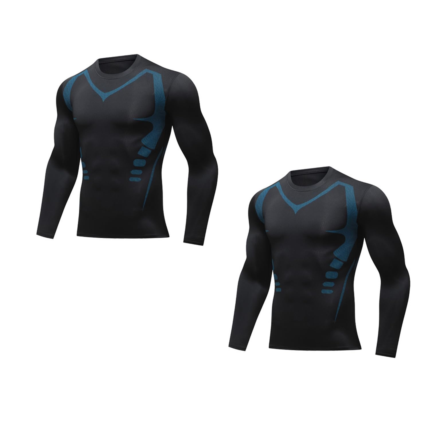 WitmAn Körperformende Sportbekleidung für Herren, körperformende Kleidung mit Ioneneffekt, langärmelige körperformende Sportbekleidung (2PCS-A,3XL) von WitmAn