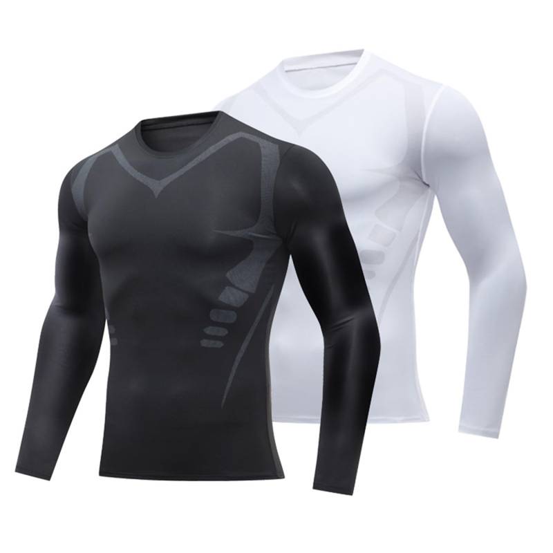 WitmAn Körperformende Sportbekleidung für Herren, körperformende Kleidung mit Ioneneffekt, langärmelige körperformende Sportbekleidung (2PCS-B,3XL) von WitmAn