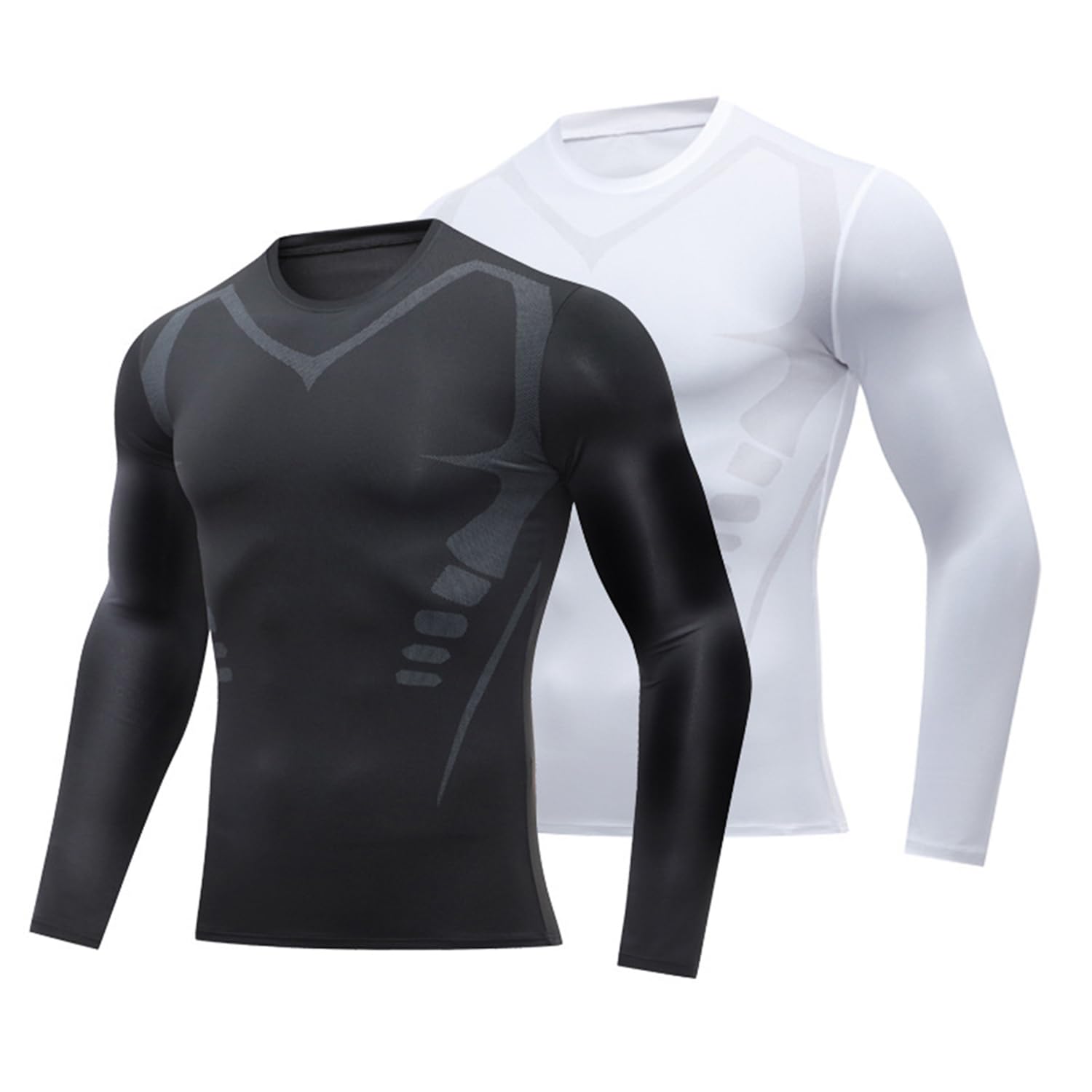 WitmAn Körperformende Sportbekleidung für Herren, körperformende Kleidung mit Ioneneffekt, langärmelige körperformende Sportbekleidung (2PCS-B,L) von WitmAn