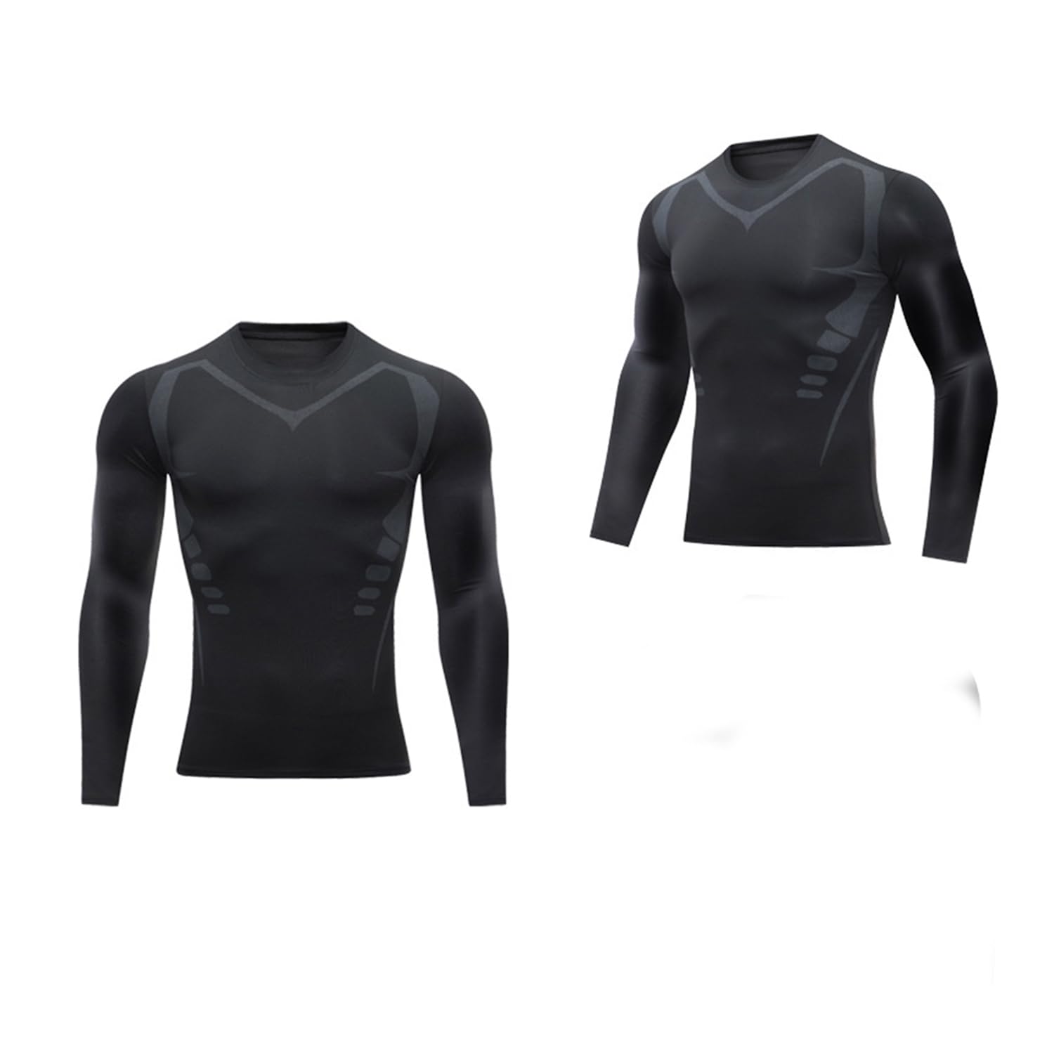 WitmAn Körperformende Sportbekleidung für Herren, körperformende Kleidung mit Ioneneffekt, langärmelige körperformende Sportbekleidung (2PCS-C,3XL) von WitmAn