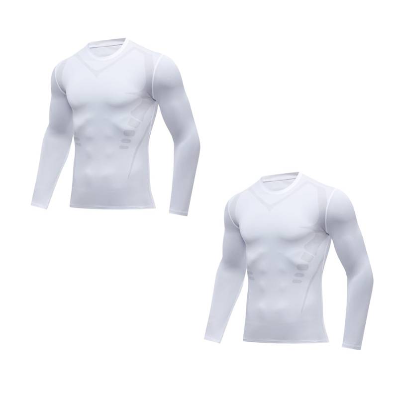 WitmAn Körperformende Sportbekleidung für Herren, körperformende Kleidung mit Ioneneffekt, langärmelige körperformende Sportbekleidung (2PCS-D,3XL) von WitmAn