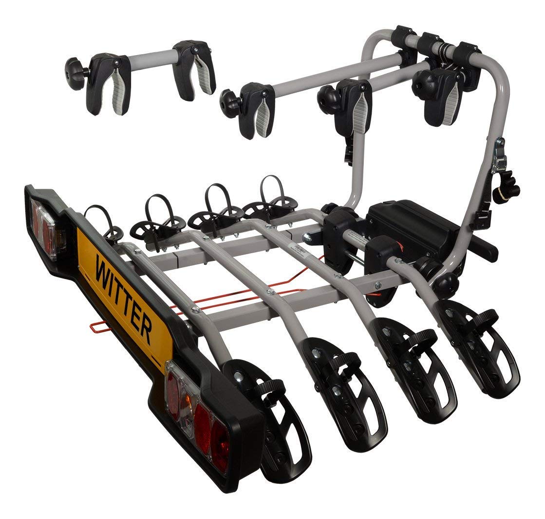 Witter ZX304EU Fahrradträger für die Anhängerkupplung | Kupplungsträger für 4 Fahrräder | 60 kg Zuladung | 13-poliger Stecker von Witter Towbars