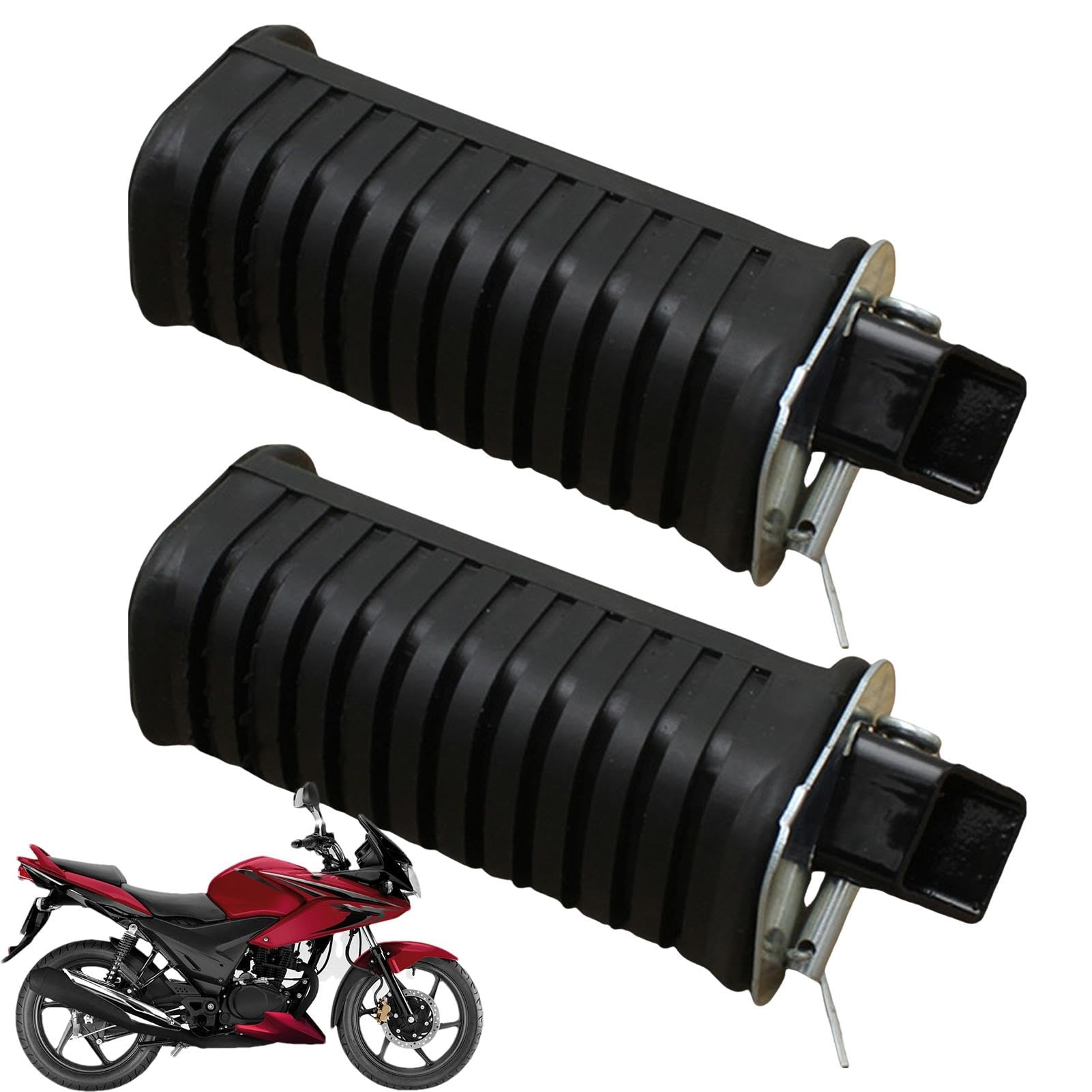 Footrest Brackets, Footrest Pegs Set, Rear Footrests, Anti Slip Foot Peg Set, Metal Passenger Pegs, Sturdy Rear Motorcycle Pegs, Motorcycle Rear Footrests Pair, Rubber and Metal Footrests for Riders von Wiuejg