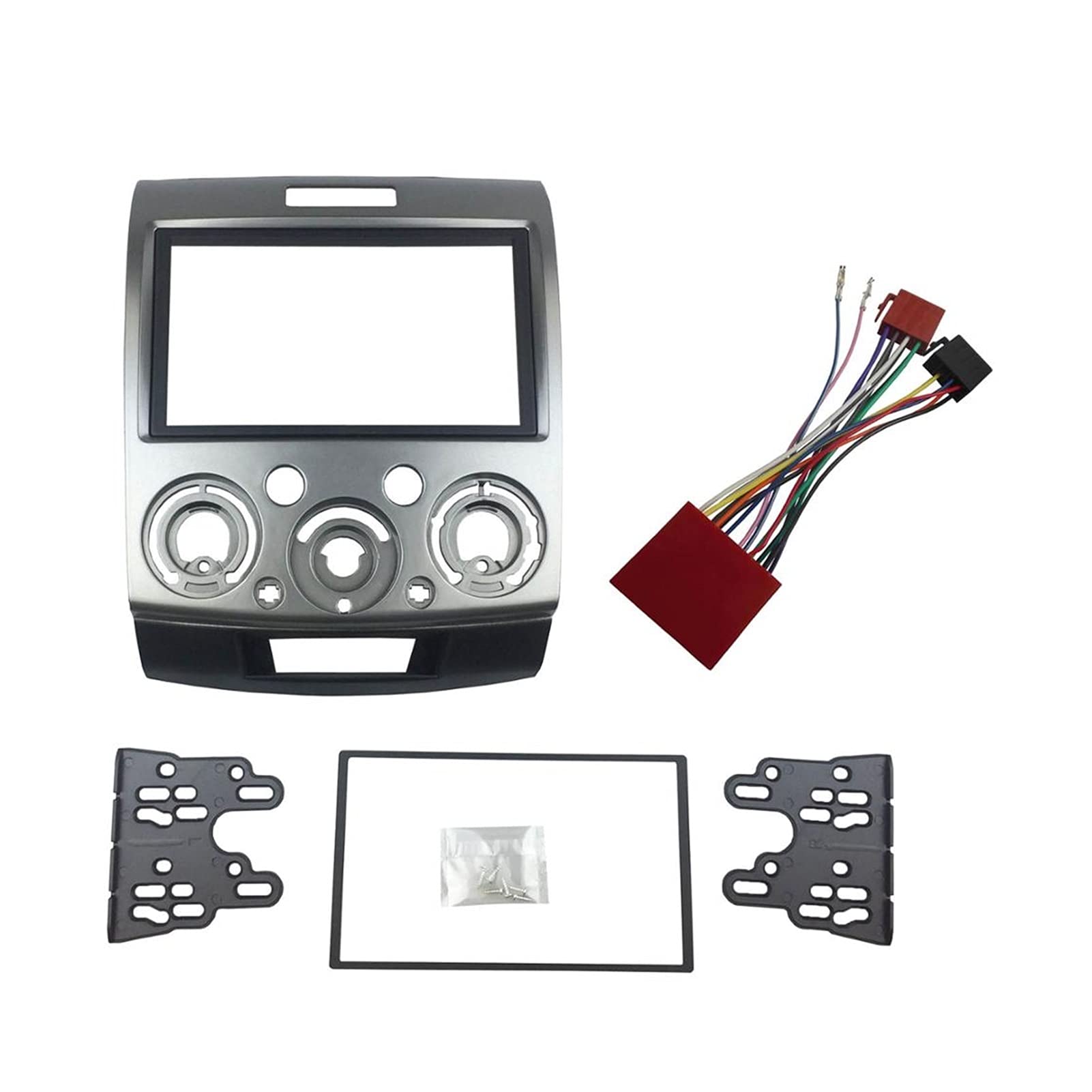 Armaturenbrett-Radioanzeige, Wivplex Radio-Stereo-Panel, Doppel-2-Din-Faszien-Armaturenbrett-Einbau-Verkleidungsset, Frontplattenblende, for Ford, Everest Ranger, for Mazda, BT-50 BT50(2 din with ISO, von Wivplex