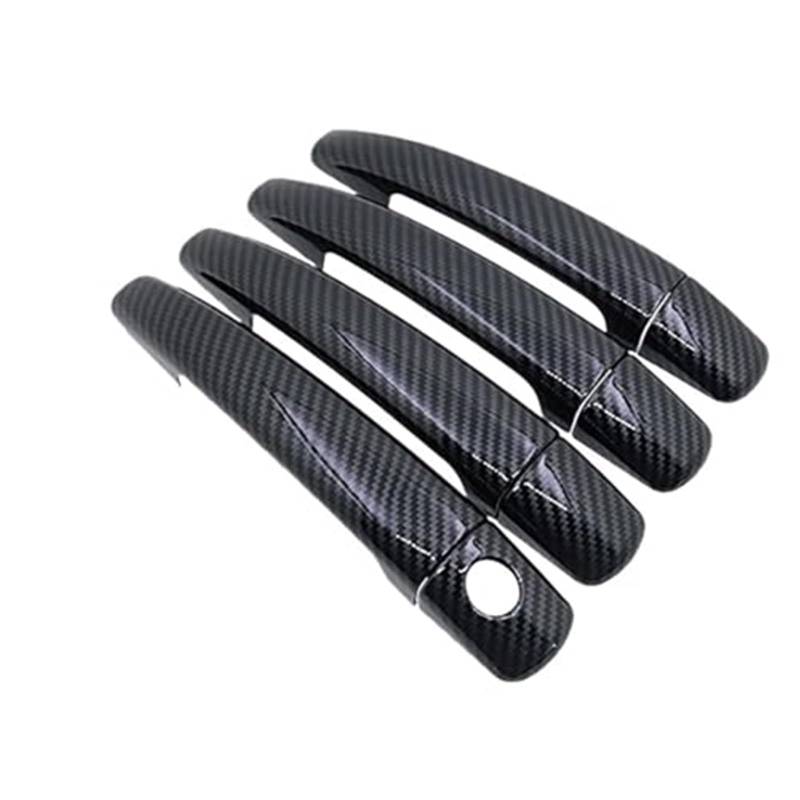 Außentürgriff, Wivplex Kohlefaser-Autotürgriffabdeckungsverkleidung, for Citroen, C3 Tuning Mk2 2009~2015, Auto-Styling-Kappenaufkleber(Black 4handle 1keyhole) von Wivplex