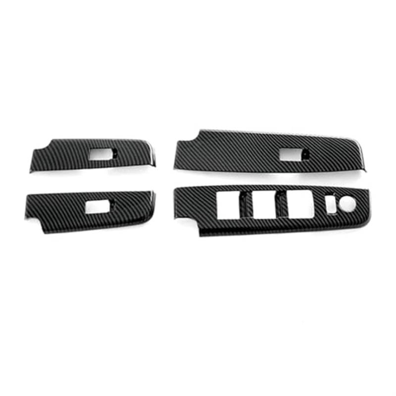 Kfz -Fensterschalter Trim, Wivplex 4 Stück Aufkleber for die Abdeckung des Fensterheberschalters im Auto, for Isuzu, D-MAX DMAX 2023 2024 LHD, Kohlefasermuster, ABS-Panel, Fenstersteuerungsverkleidung von Wivplex