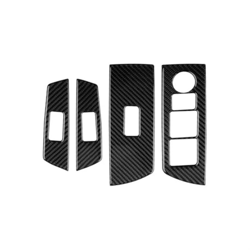 Kfz -Fensterschalter Trim, Wivplex Zierleiste for Fensterglas-Hebeknopf, for Mazda CX-9 2016-2020 RHD Carbon Fiber Türarmlehnenverkleidung Aufkleber Schalter Fenstersteuerungsleiste von Wivplex