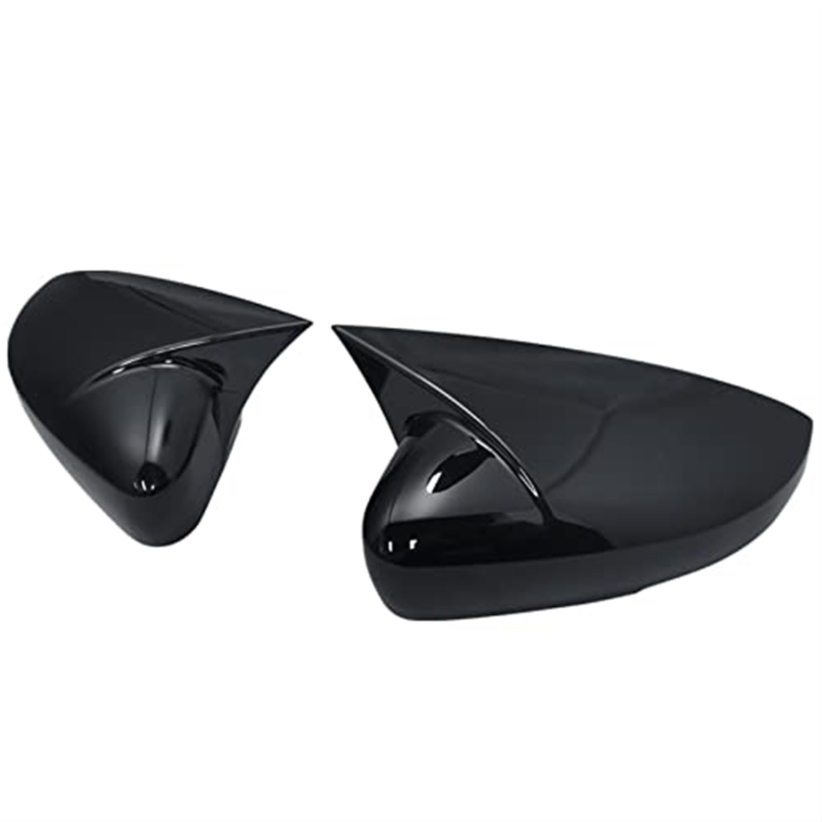 Spiegelverkleidungsabdeckung, Wivplex 1 Paar, for Volkswagen, for POLO, MK5 6R 6C 2009-2017 ABS Seitenrückspiegel-Abdeckkappen Schalenverkleidung OX Horn Style Außenspiegel Ersatzteile(GLOSSY BLACK) von Wivplex