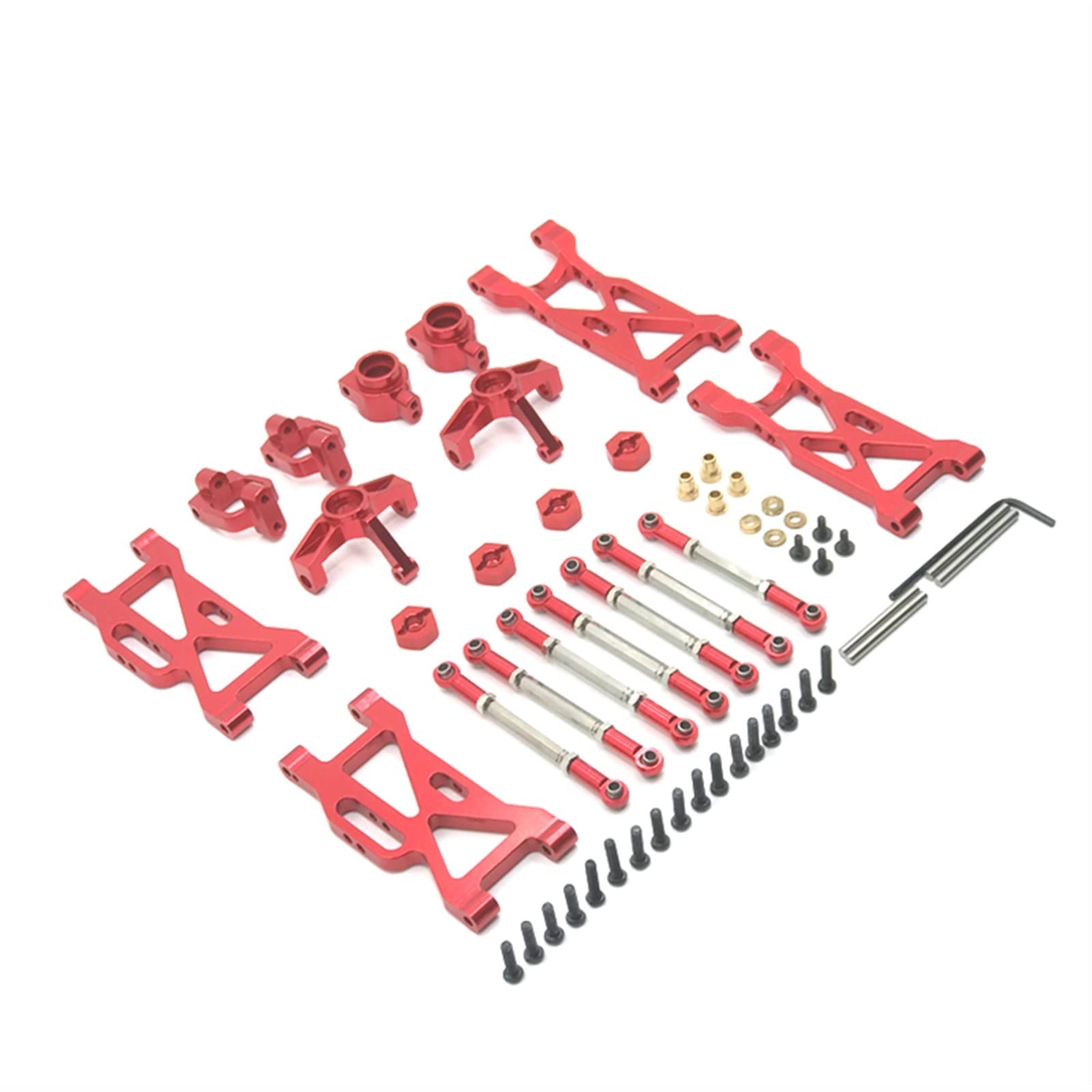 Wivplex 1/10 verbessertes Metall-Ersatzteil-Set, Schwingenlenker, C-Typ, for Sitz, Spurstangenbaugruppe, for WLtoys, 104001 RC-Car Rc-Auto-Stoßdämpferhalterung(Red) von Wivplex