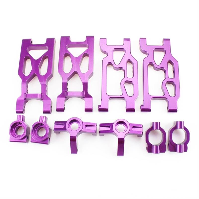 Wivplex 10-teiliges Lenkbecher-Set aus Aluminiumlegierung for den vorderen und hinteren Querlenker, for Wltoys, for 104001 1/10 RC-Auto Aufhängungsarm-Set(Purple) von Wivplex