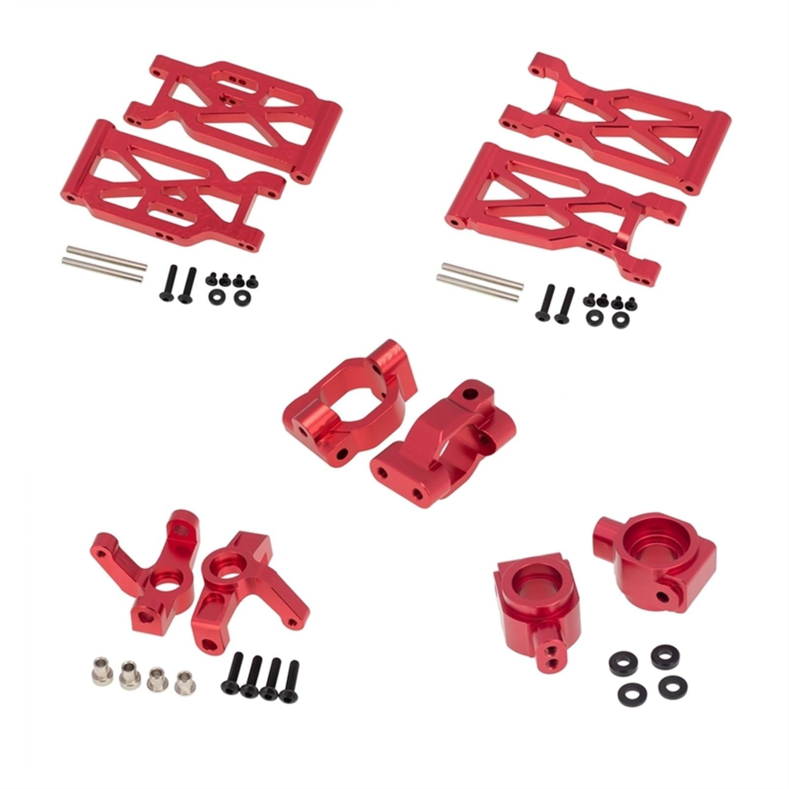 Wivplex 10-teiliges Lenkbecher-Set aus Aluminiumlegierung for den vorderen und hinteren Querlenker, for Wltoys, for 104001 1/10 RC-Auto Aufhängungsarm-Set(Red) von Wivplex