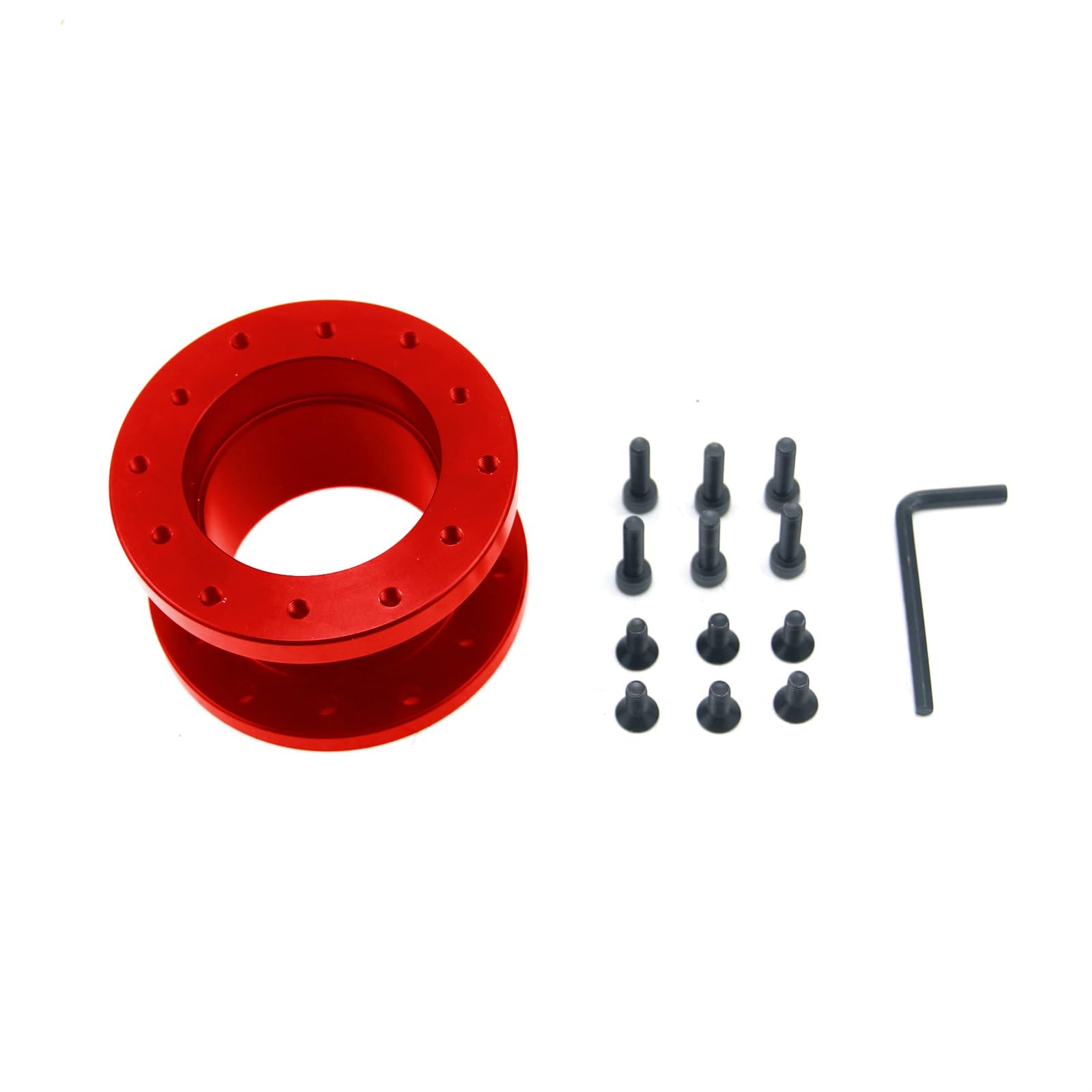 Wivplex 12 löcher Lenkrad Erhöhung Gerät Verlängerung Adapter 5CM Lenkrad Spacer Auto Zubehör Adapter für Spurverbreiterungen(Red) von Wivplex