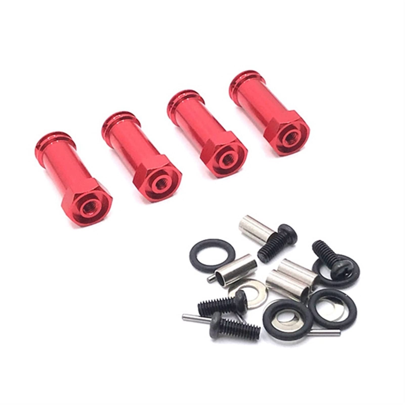 Wivplex 12-mm-Metallrad-Sechskantadapter, Lange 30-mm-Verlängerungskombination, for WLtoys, 144001 124019 A959 RC-Car-Upgrade-Teile Rc-Auto-Stoßdämpferhalterung(Red) von Wivplex