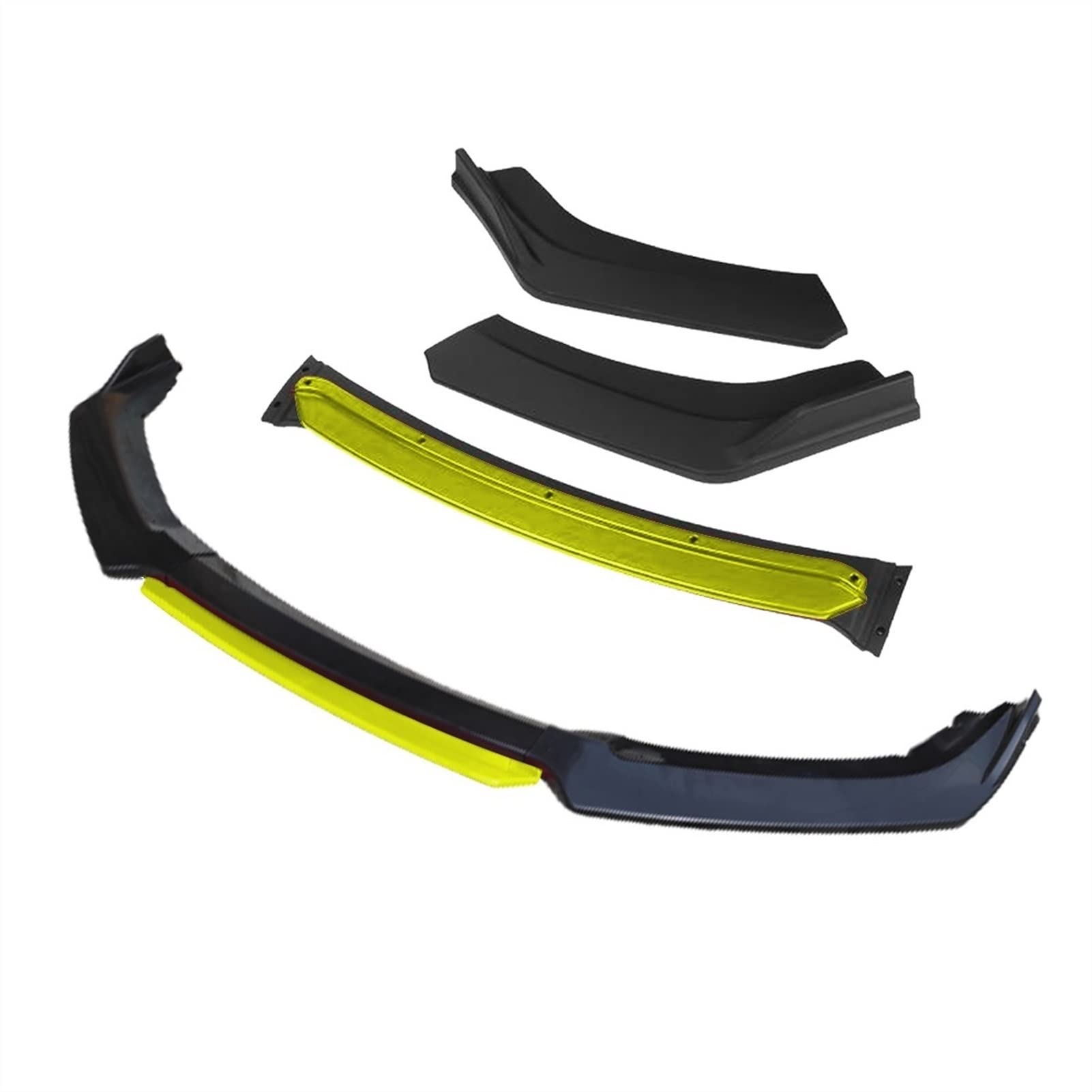 Wivplex 3 Stück Auto Frontstoßstange Lippensplitter Diffusor Lippenkörper Kit Spoiler Stoßstangen, for VW, for Golf 7 7.5 2010–2019, Schwarz Frontspoiler(4pcs+Yellow) von Wivplex