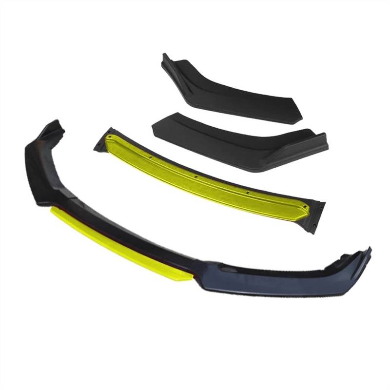 Wivplex 3 Stück Auto Frontstoßstange Lippensplitter Diffusor Lippenkörper Kit Spoiler Stoßstangen, for VW, for Golf 7 7.5 2010–2019, Schwarz Kinnspoiler für die vordere Stoßstange(4pcs+Yellow) von Wivplex