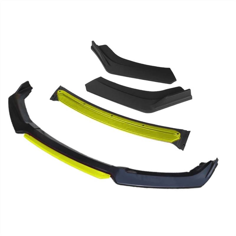 Wivplex 3 Stück Autozubehör Frontstoßstange Lippendiffusor Body Kit Spoiler, for Mitsubishi, Lancer Evo Schwarz Kinnspoiler für die vordere Stoßstange(4pcs+Yellow) von Wivplex