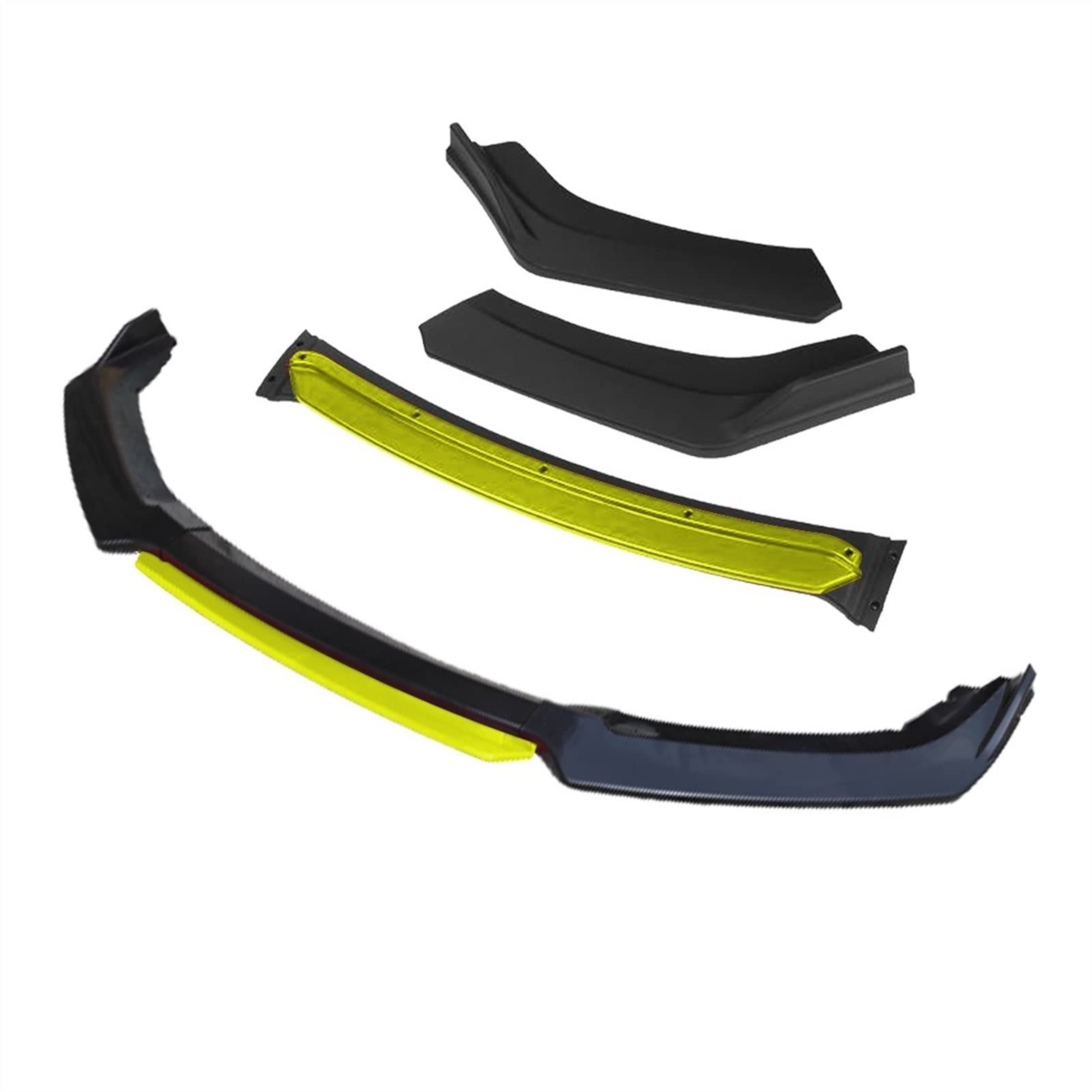 Wivplex 3 Stück Autozubehör Frontstoßstange Lippensplitter Diffusor Lip Body Kit Spoiler Stoßstangen, for Renault, Megane 3 Schwarz Kinnspoiler für die vordere Stoßstange(4pcs+Yellow) von Wivplex