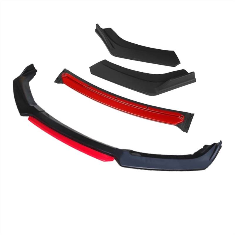 Wivplex 3 Stück Zubehör Auto Frontstoßstange Lippendiffusor Body Kit Spoiler, for Opel, for Vauxhall, Astra K Schwarz Kinnspoiler für die vordere Stoßstange(4pcs+Red) von Wivplex