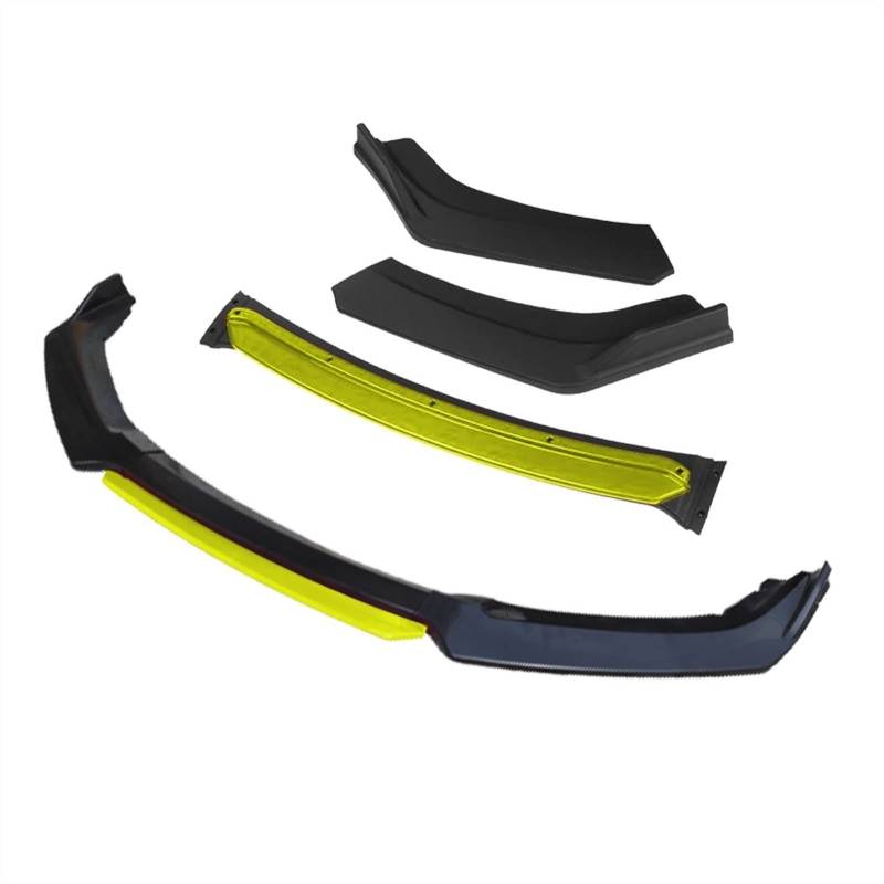 Wivplex 4 Stück Auto Frontstoßstange Lippensplitter Diffusor Lip Body Kit Spoiler Stoßstangenschutz, for A4 Rot Gelb Blau Kinnspoiler für die vordere Stoßstange(4pcs+Yellow) von Wivplex