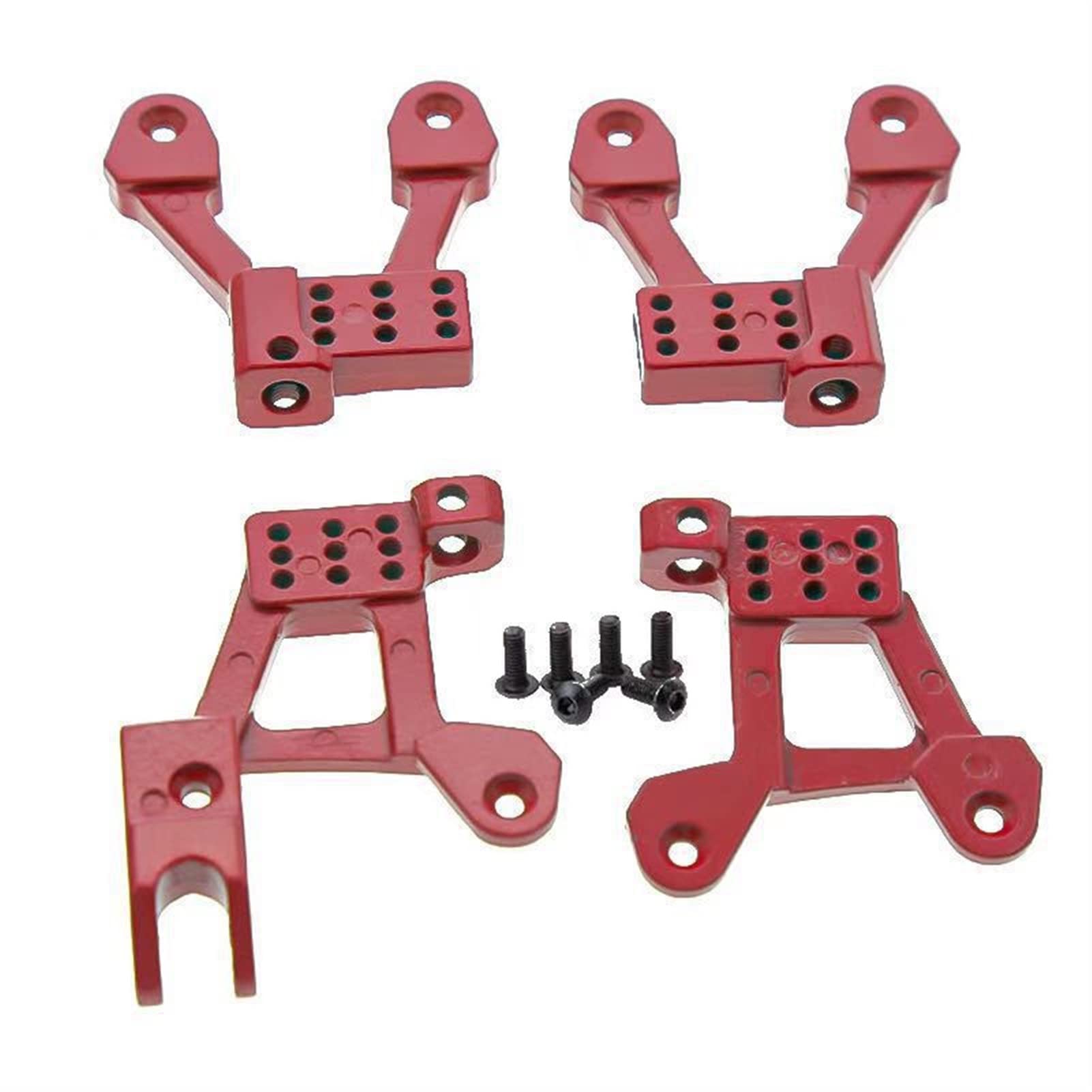 Wivplex 4 Stück Metall-Stoßdämpfertürme vorne und hinten, for Axial SCX10 II 90046 90047 1/10 RC Crawler Rc-Auto-Stoßdämpferhalterung(Red) von Wivplex