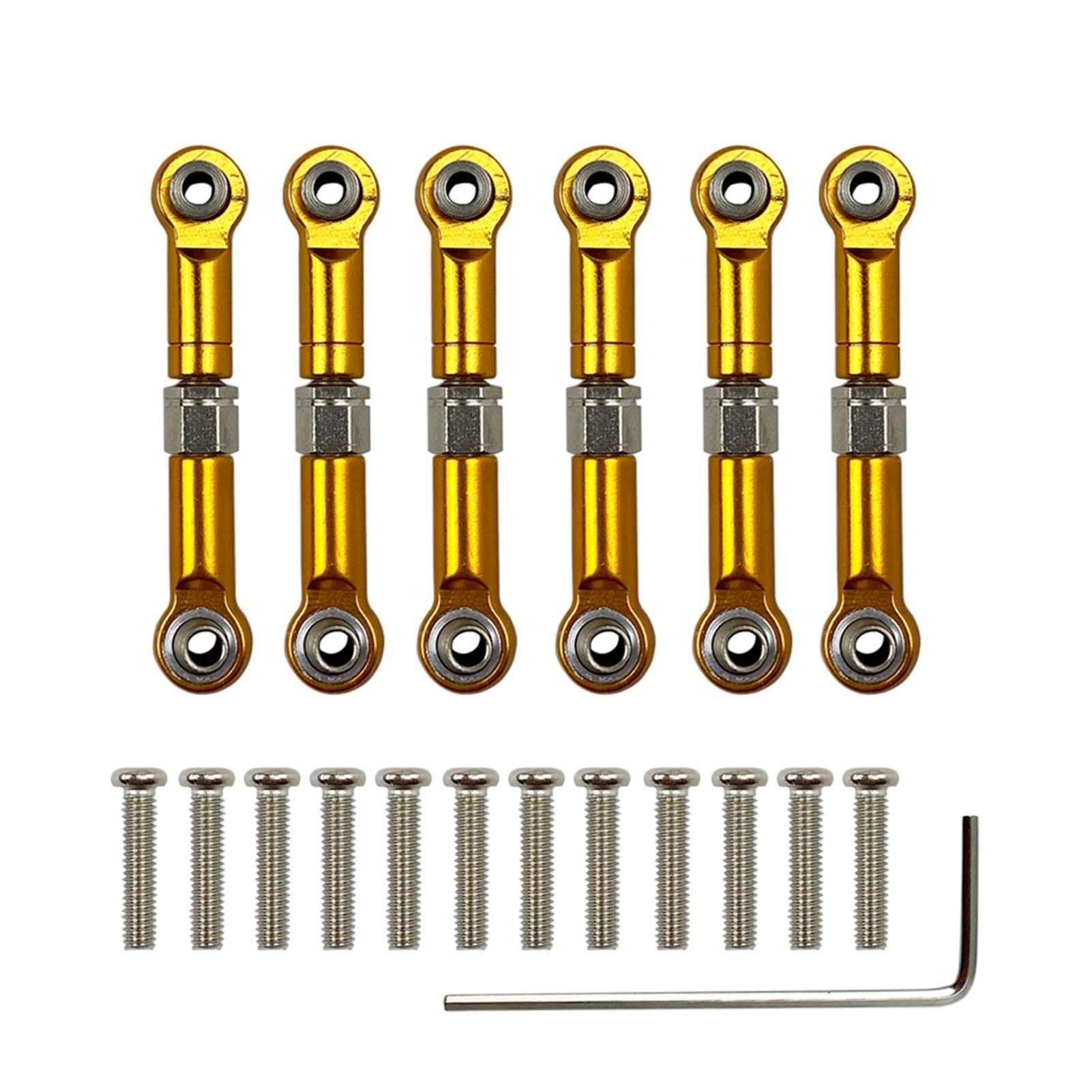 Wivplex 6 Teile/Satz Aluminium Upgrade Ersatzteile Metall Linkage Zugstange Servo Link 1/18, for WLtoys, a959 A969 A979 K929 Opgraded Teile Rc-Auto-Stoßdämpferhalterung(Yellow) von Wivplex