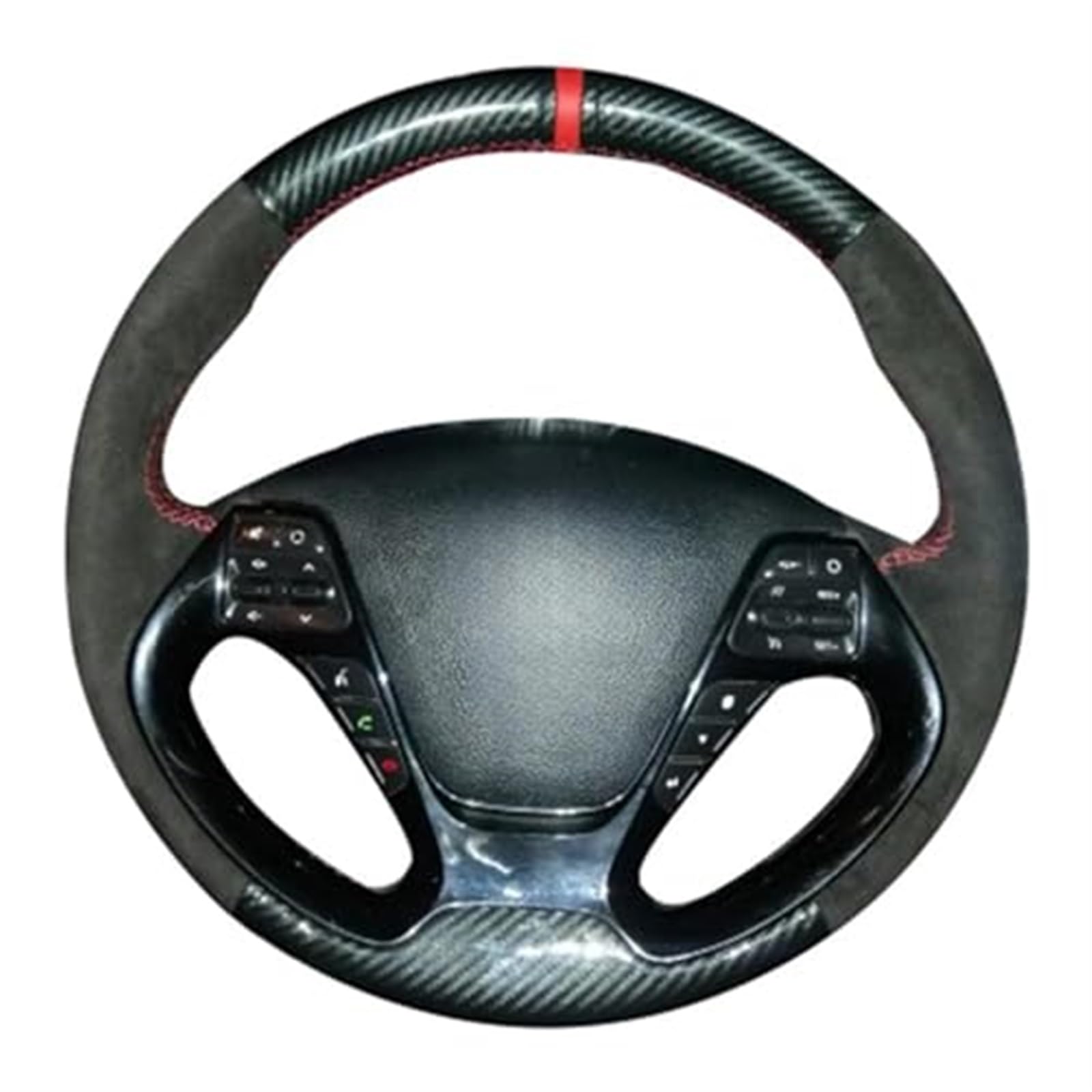 Wivplex Auto-Lenkradabdeckung, for Kia, for K3 K2, for Ceed, for Cerato, Autozubehör, geflochtenes, rutschfestes Wildleder-Lenkrad Lenkradbezug aus Leder(Black Red Thread) von Wivplex