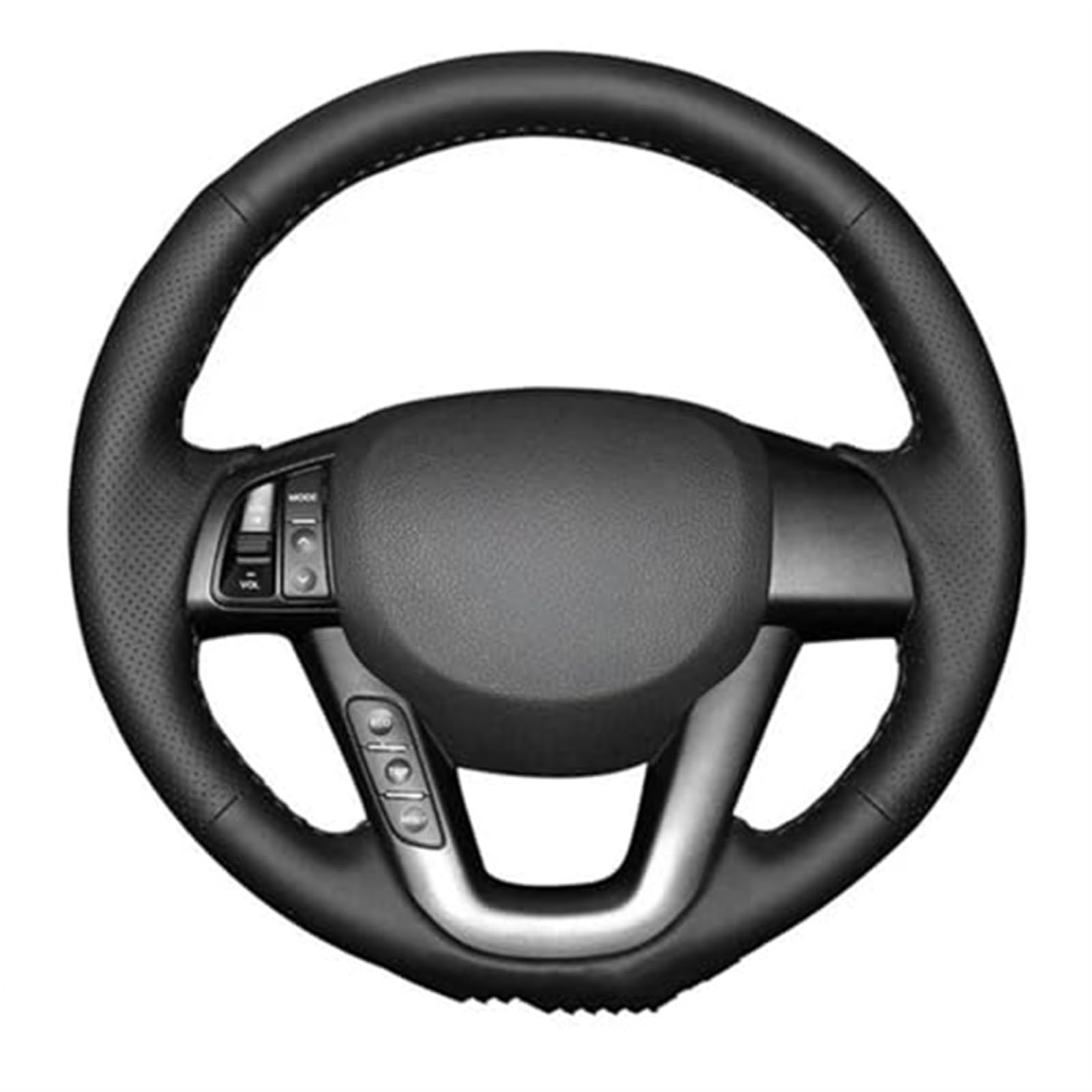 Wivplex Auto-Lenkradbezug, for Kia, K5 2011 2012 2013, for Kia, Optima, handgenähtes schwarzes Leder-Lenkradgeflecht Lenkradbezug aus Leder von Wivplex