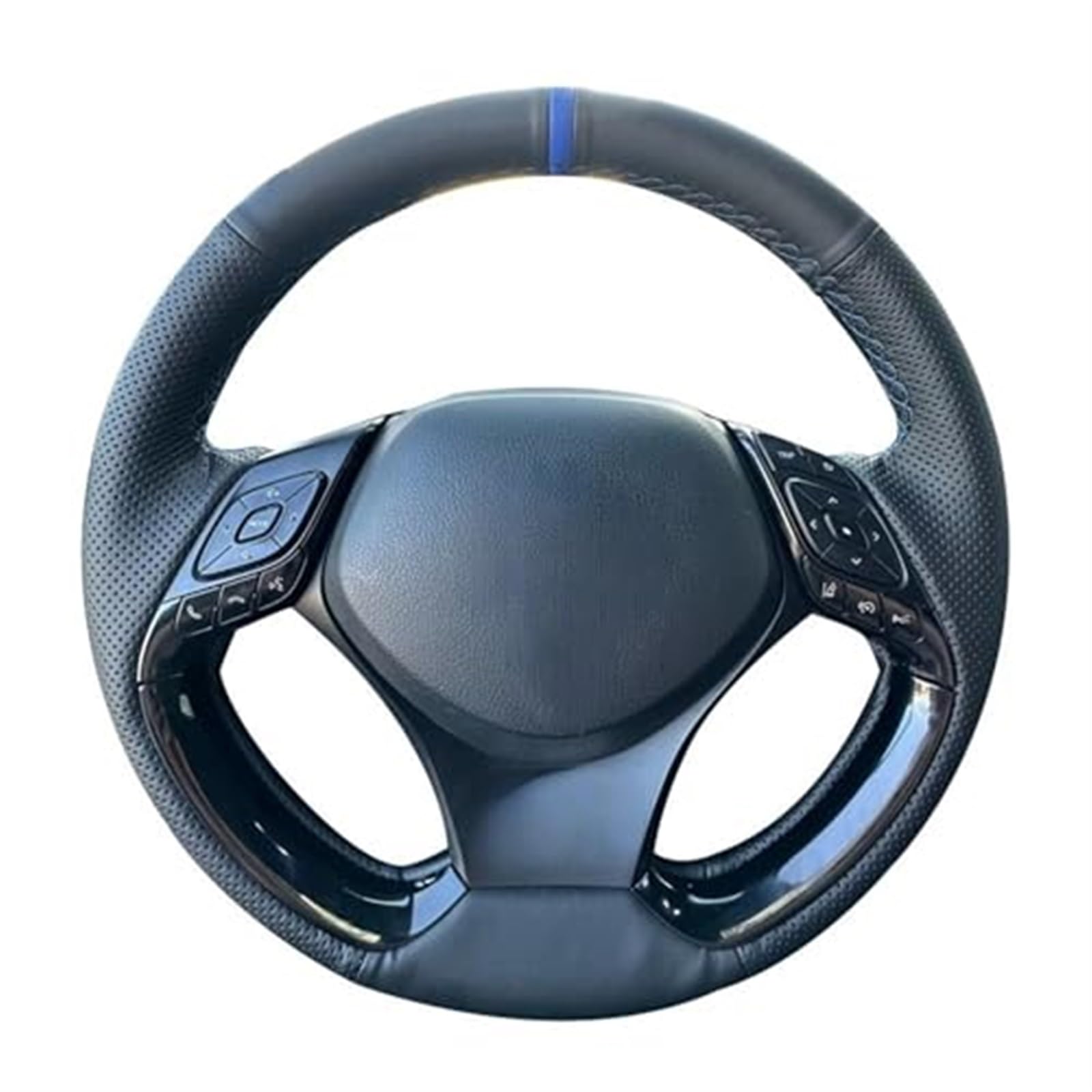 Wivplex Auto-Lenkradbezug, for Toyota, for C-HR, for CHR 2016–2019, Lenkradgeflecht, schwarzes, rutschfestes Kunstleder Lenkradbezug aus Leder(Black Red Blue Thread) von Wivplex