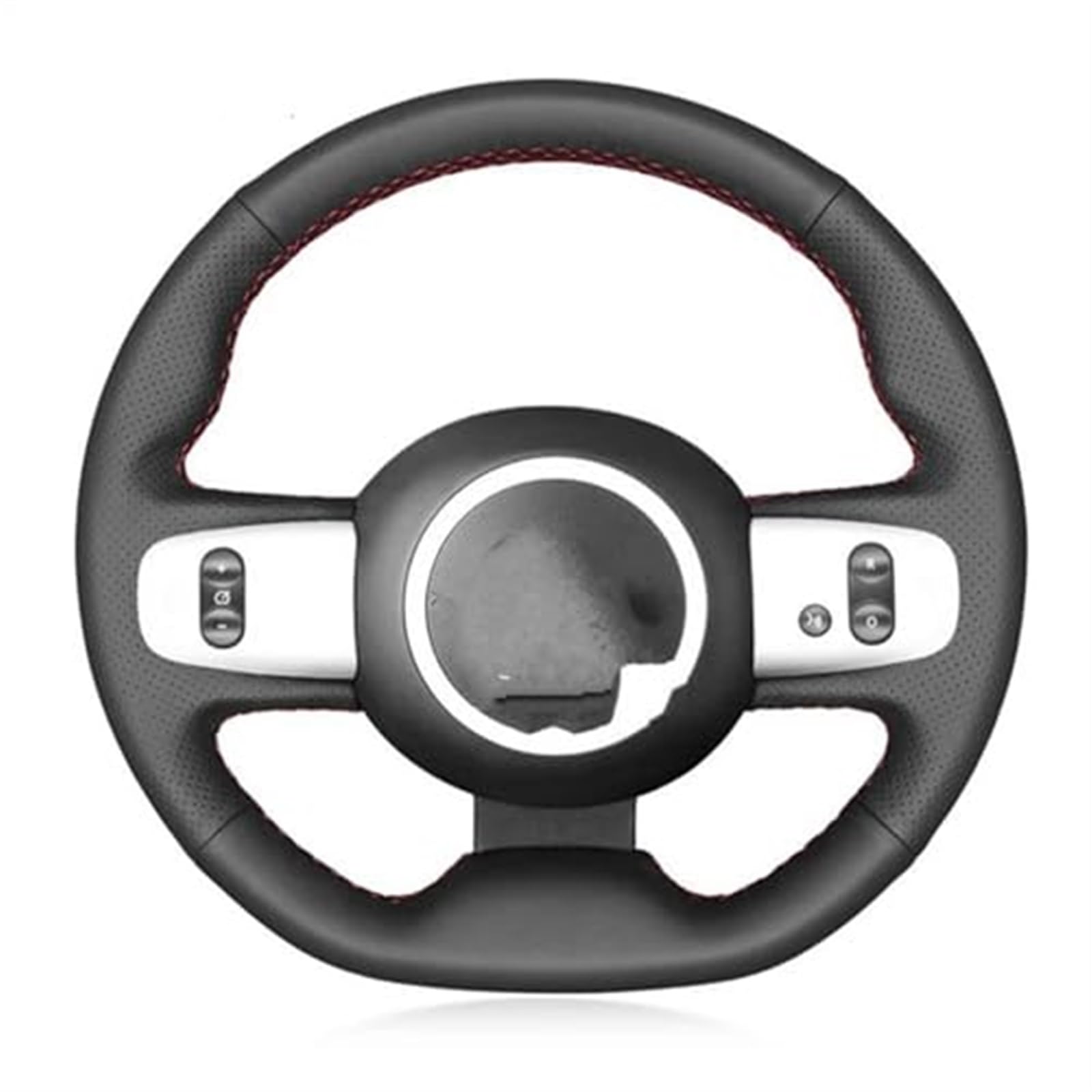 Wivplex Auto-Lenkradbezug, for Twingo 3 2014–2017 2018 2019, Schwarz, handgenähter Lenkradbezug aus Kunstleder Lenkradabdeckung(Black Red Thread) von Wivplex