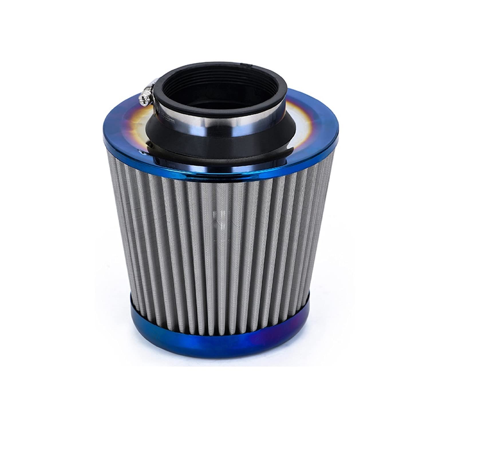 Wivplex Burnt Blue Neck 3 Zoll 76 mm High Flow Kaltlufteinlass Luftfilter Power Intake Lufteinlasssystem Pilzkopf Luftfilter Universal AIT27 Innenraumluftfilter von Wivplex