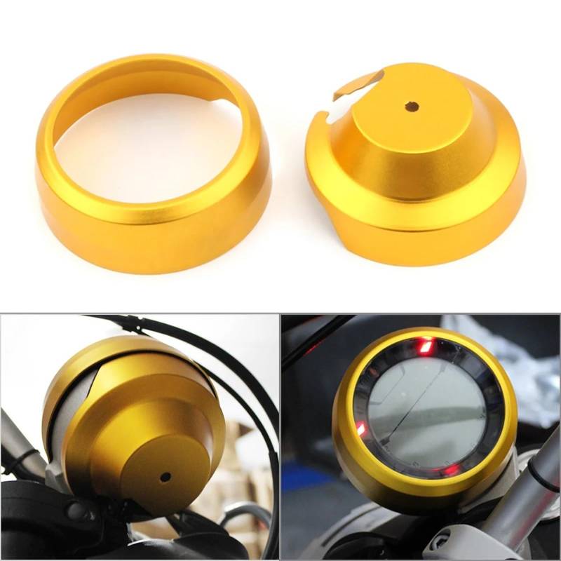 Wivplex CNC-Aluminium-Motorrad-Tachometer-Instrumententafel-Abdeckungen for Scrambler 400 800, Silber/Gold/Rot/Schwarz/Titan Zierring für Motorradinstrumente(Golden) von Wivplex