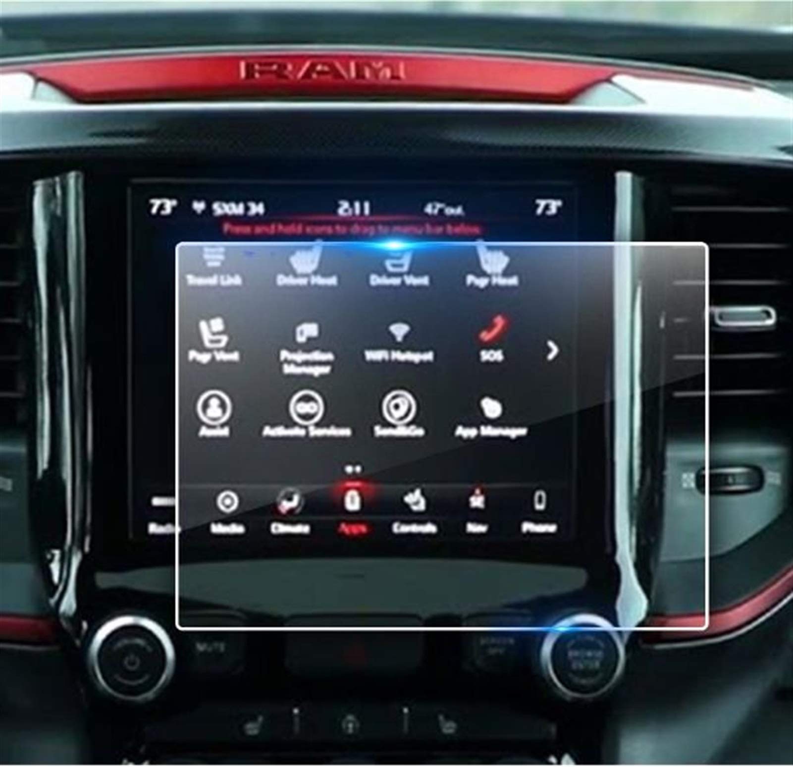 Wivplex Displayschutzfolie aus gehärtetem Glas for die Autonavigation, for Ram 1500 2500 3500 Uconnect 2019, Schutzaufkleber for den Autoinnenraum Displayschutzfolie(8.4inch) von Wivplex