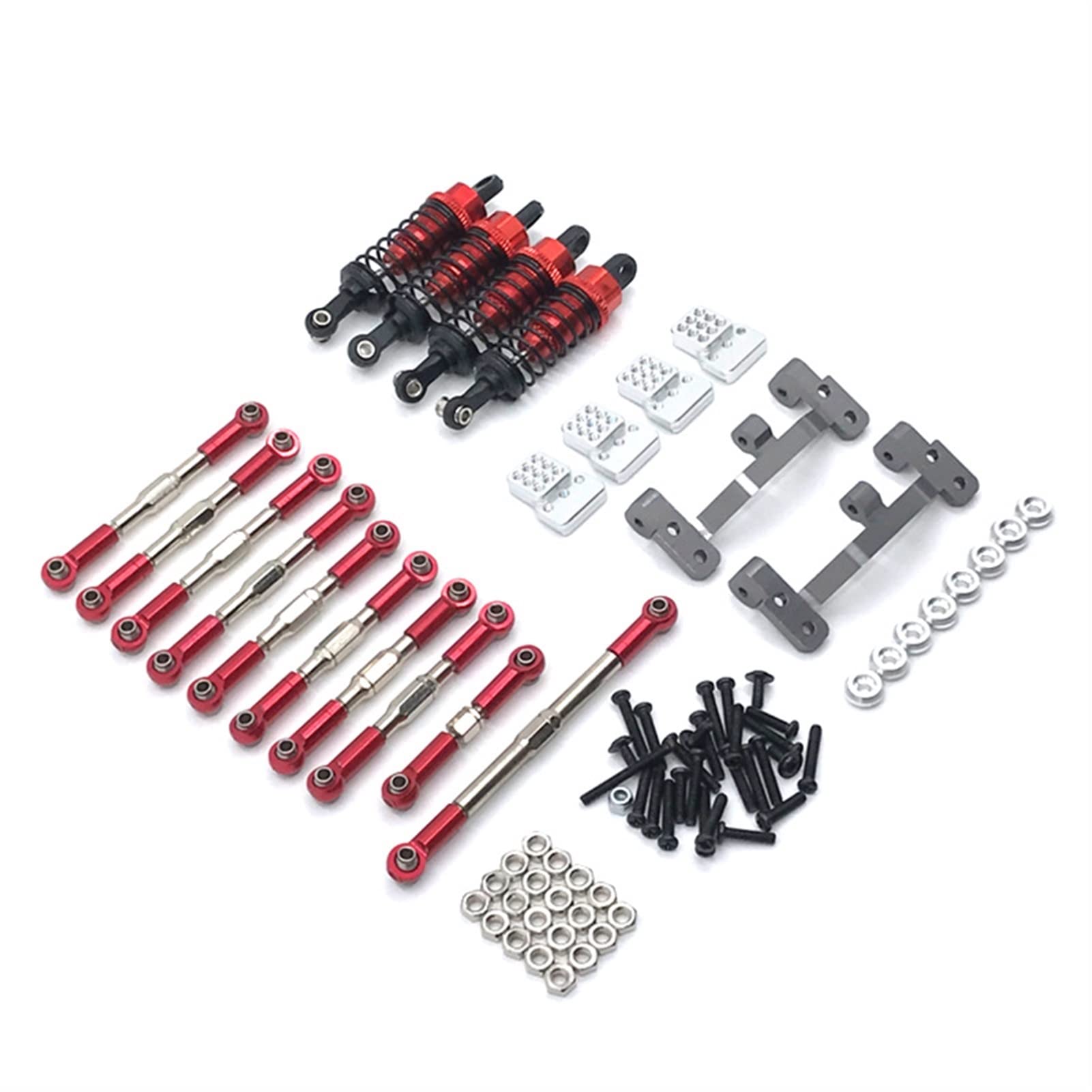 Wivplex Fernbedienung Auto Metall Lenkung Link Installation, for Sitz, Stoßdämpfung Kit Upgrade Zubehör Ersatzteile WPL C14 C24 Rc-Auto-Stoßdämpferhalterung(Red) von Wivplex