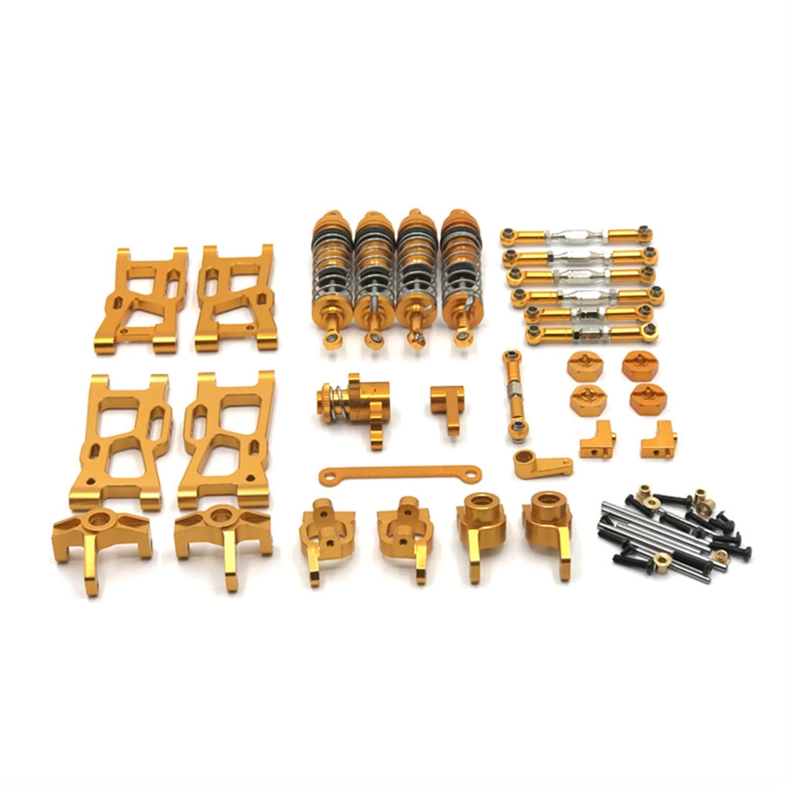 Wivplex Fernbedienung Auto Metall Schwinge Stange Hydraulische Stoßdämpfung, for WLtoys, 144001 144002 124017 124019 Rc-Auto-Stoßdämpferhalterung(Gold) von Wivplex